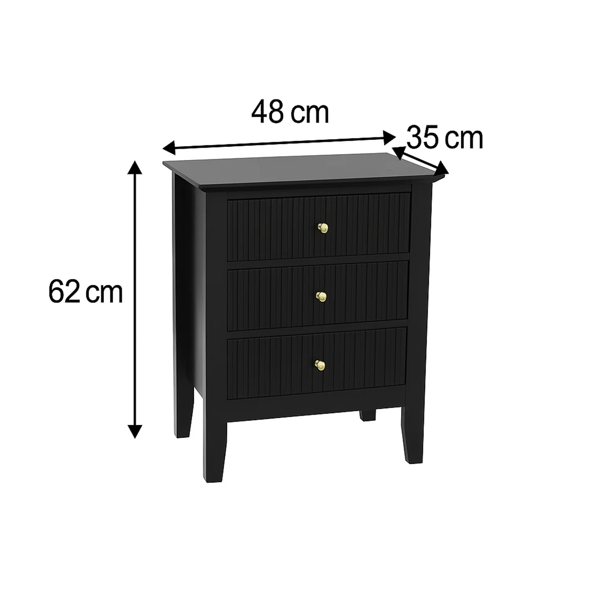 3 Drawer Bedside Table - Hales Black Range - Image 7