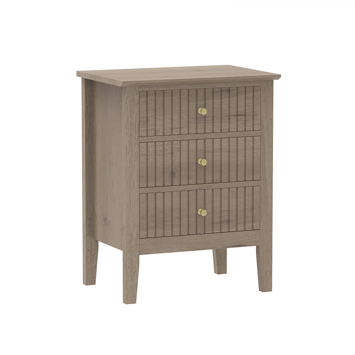 3 Drawer Bedside Table - Hales Pale Wood Range - Image 6