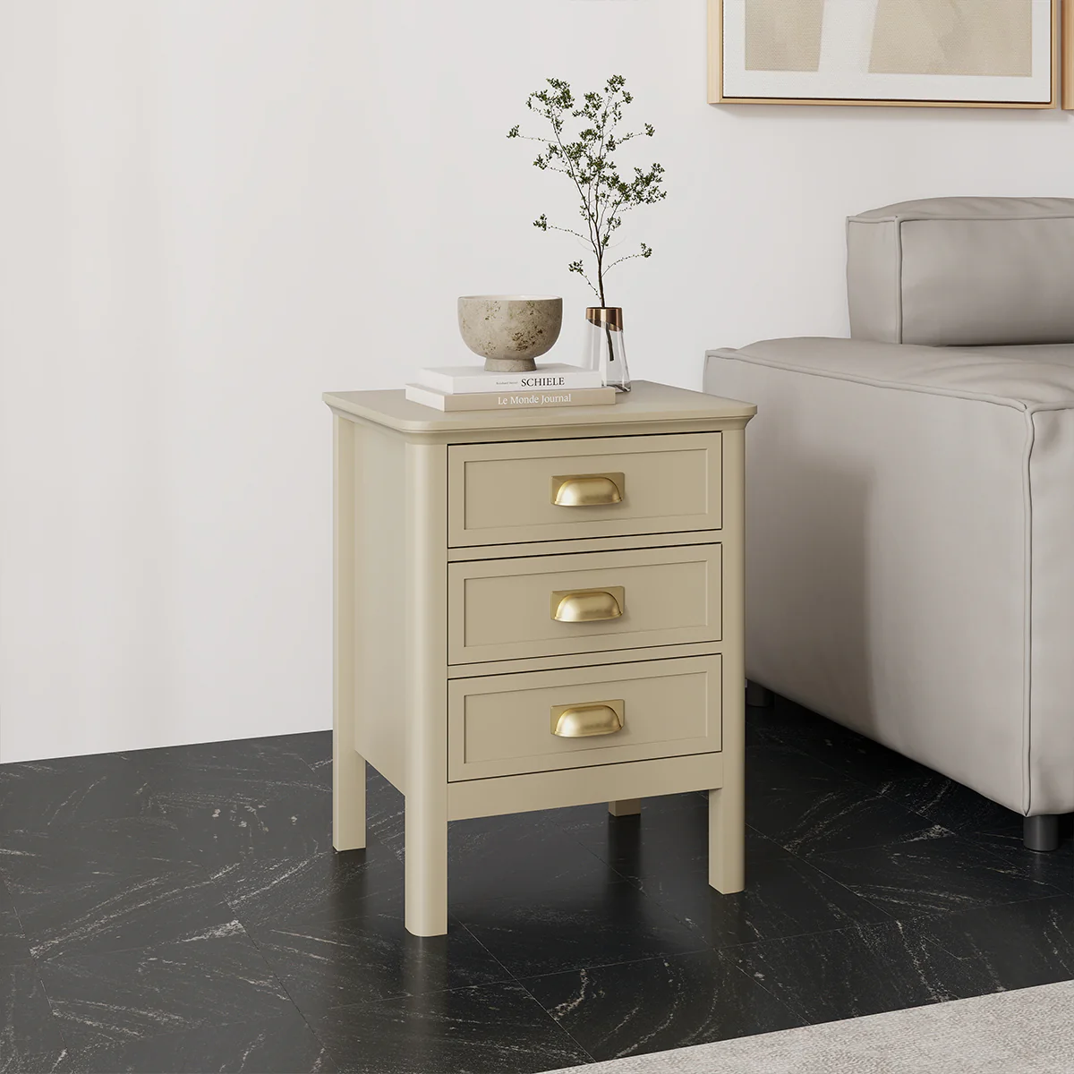Pair of 3 Drawer Bedside Tables - Lawrence Mocha Range - Image 2