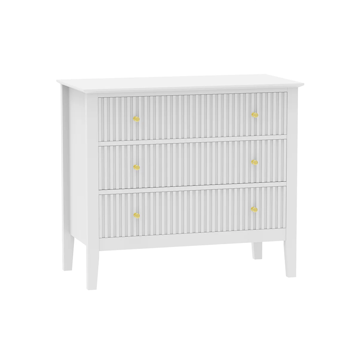 Wide 3 Drawer Chest of Drawers and Pair of Large Bedside Tables - Hales White Range - Image 9