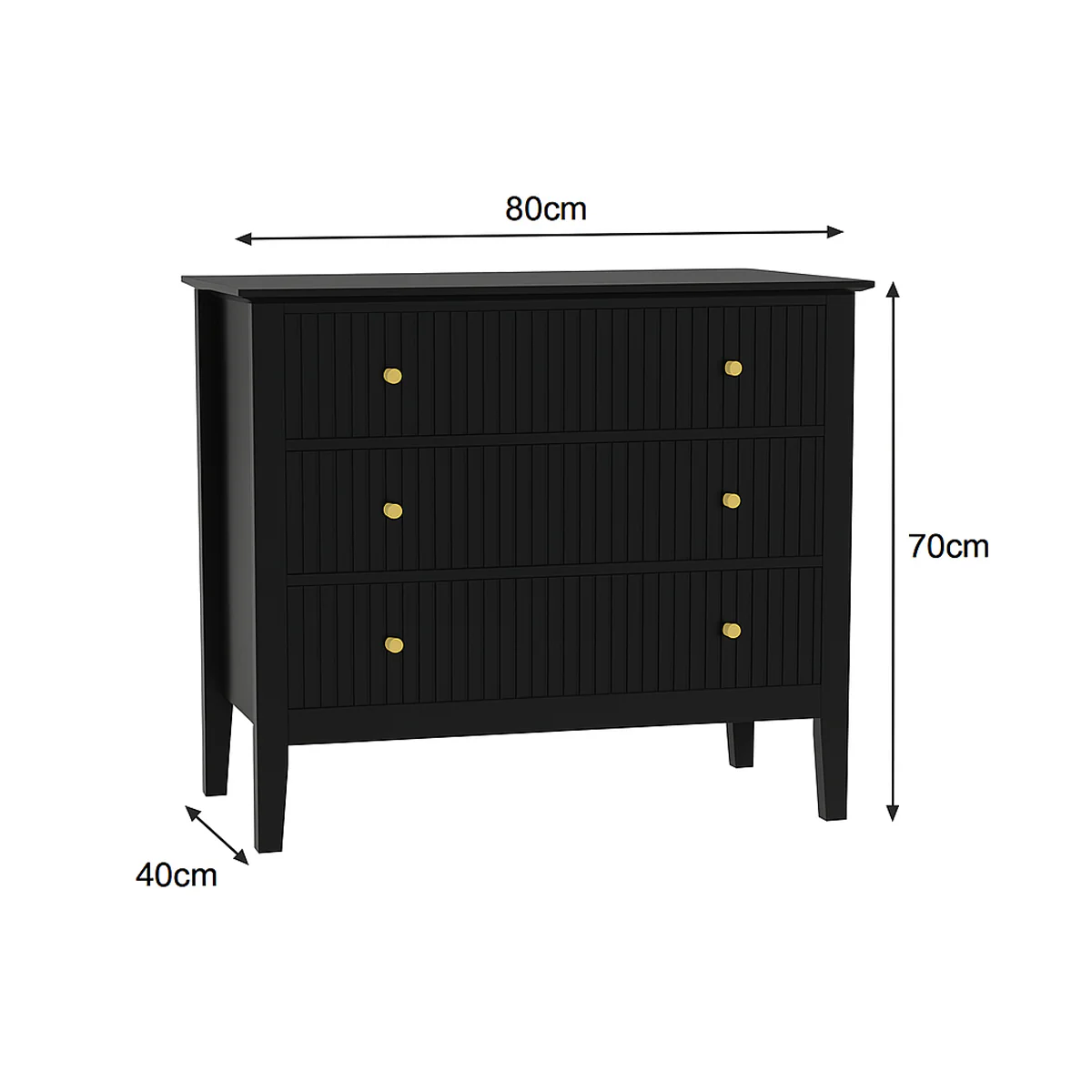 3 Drawer Chest of Drawers - Hales Black Range - Image 5