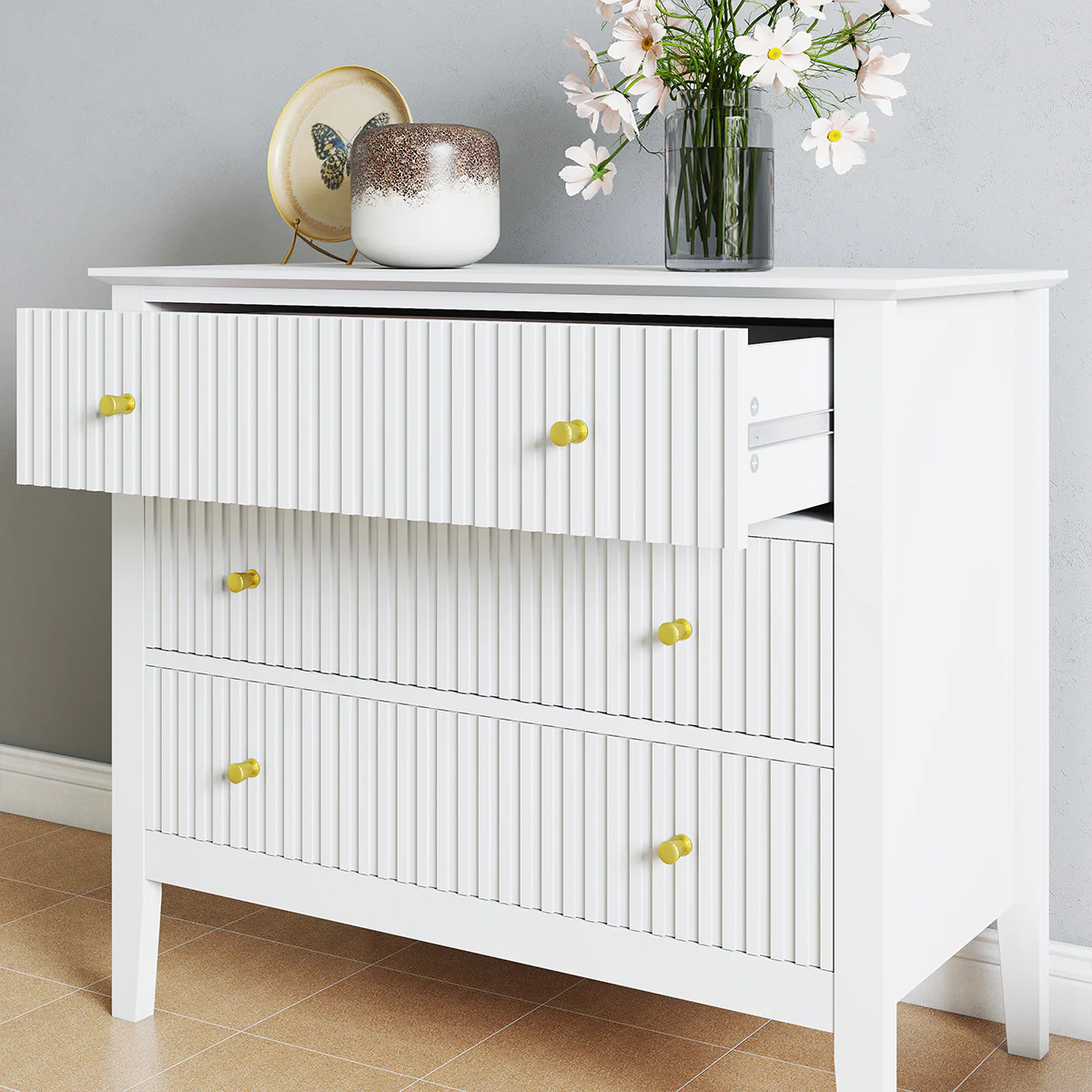 3 Drawer Chest of Drawers - Hales White Range - Image 3