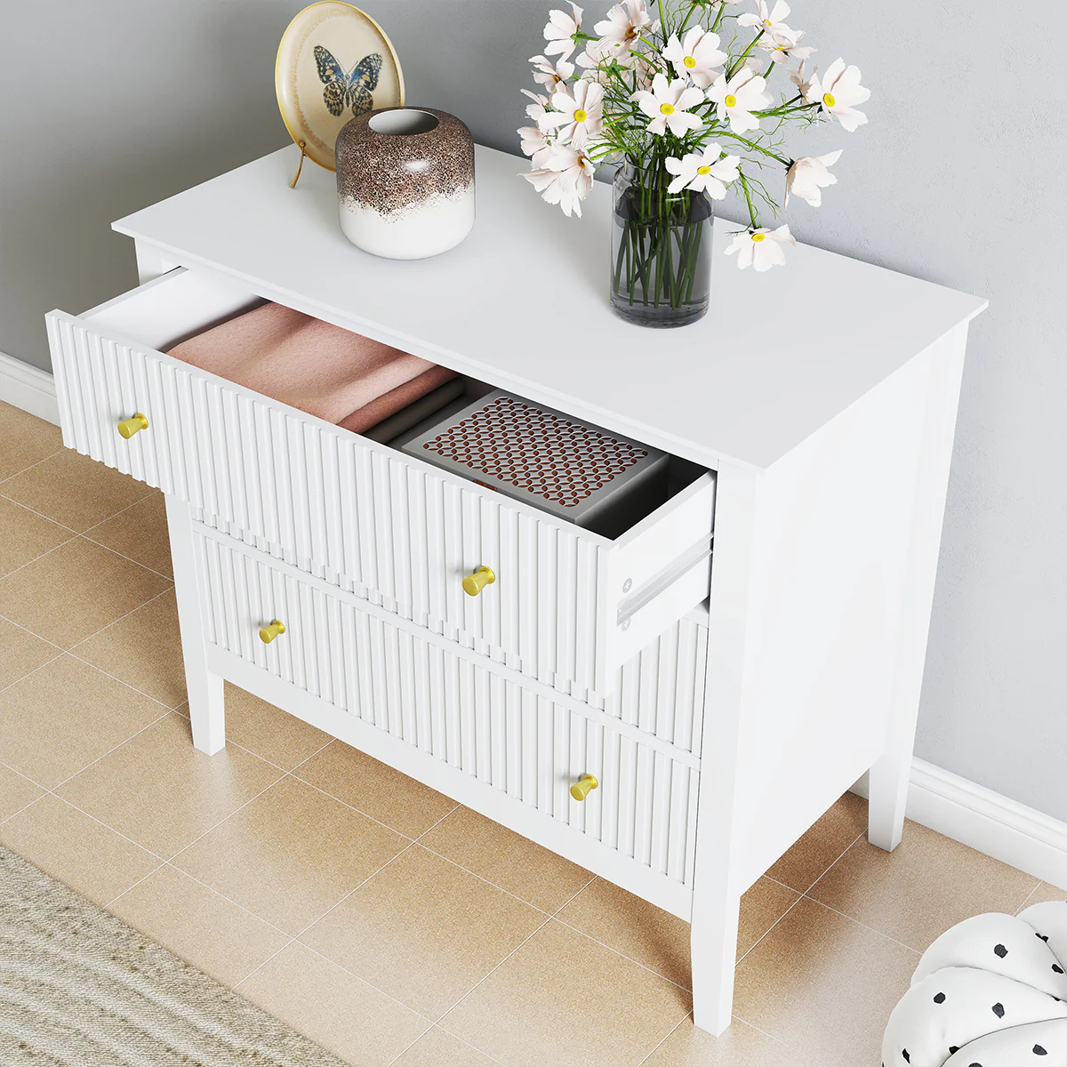 3 Drawer Chest of Drawers - Hales White Range - Image 4