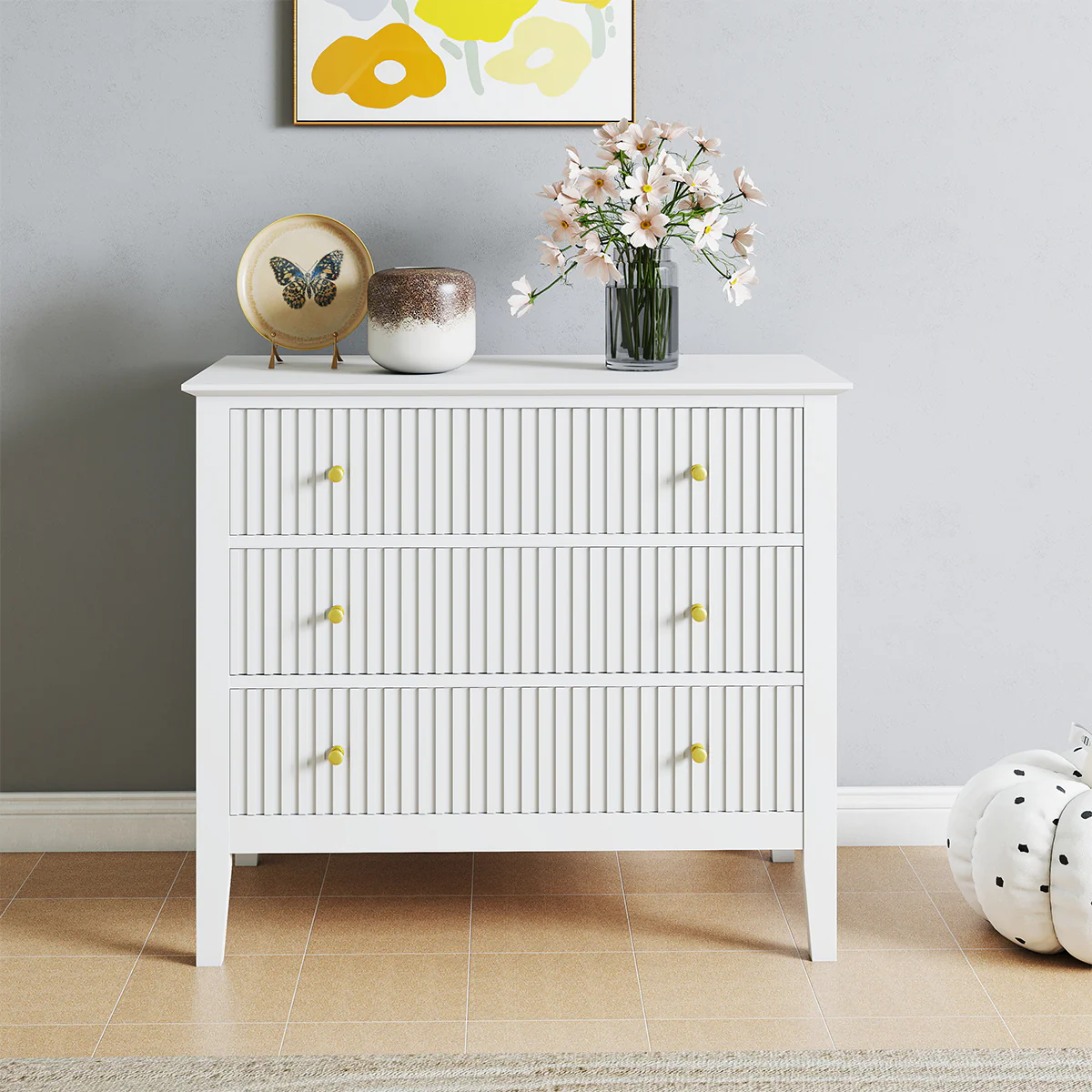 3 Drawer Chest of Drawers - Hales White Range - Image 6