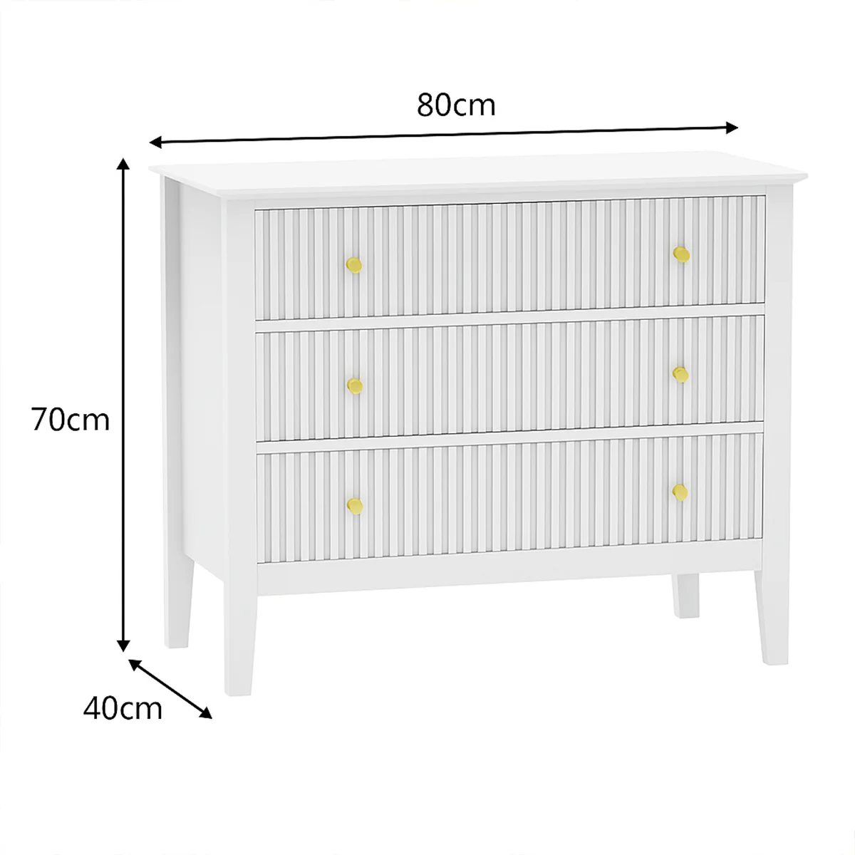 3 Drawer Chest of Drawers - Hales White Range - Image 7
