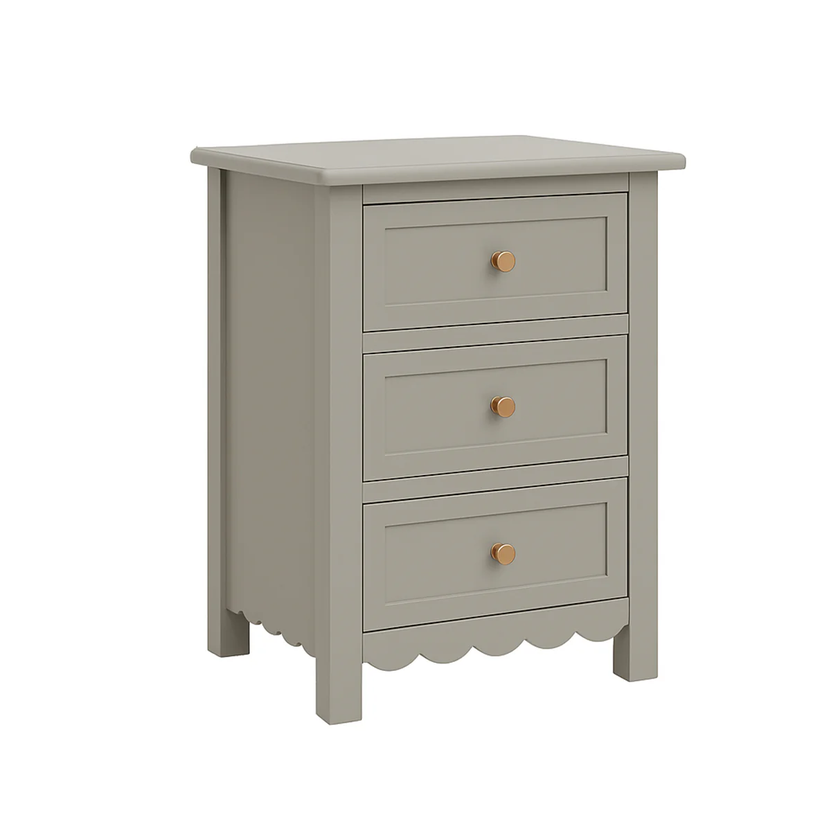 3 Drawer Scalloped Bedside Table - Staunton Taupe Range - Image 6