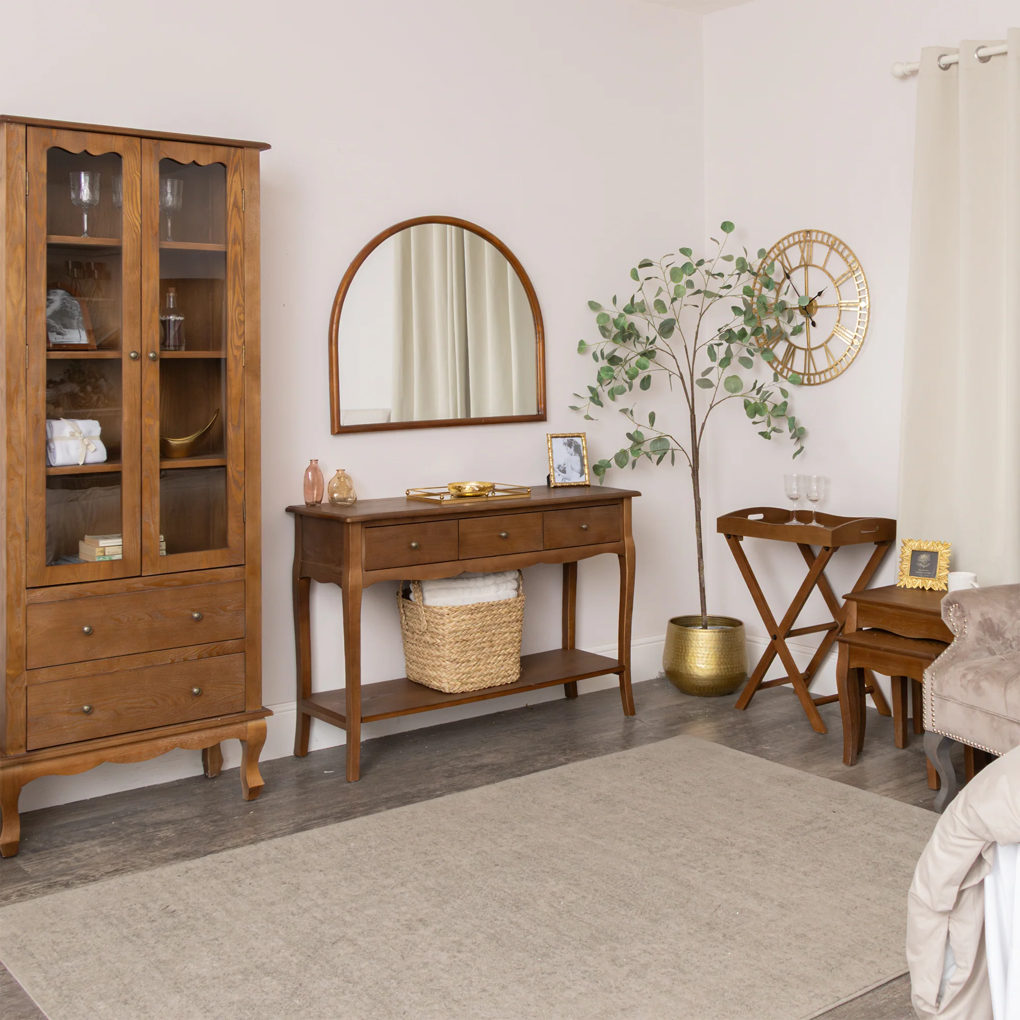 3 Drawer Dark Wood Console Table with Shelf - Ashwell Range - Image 10