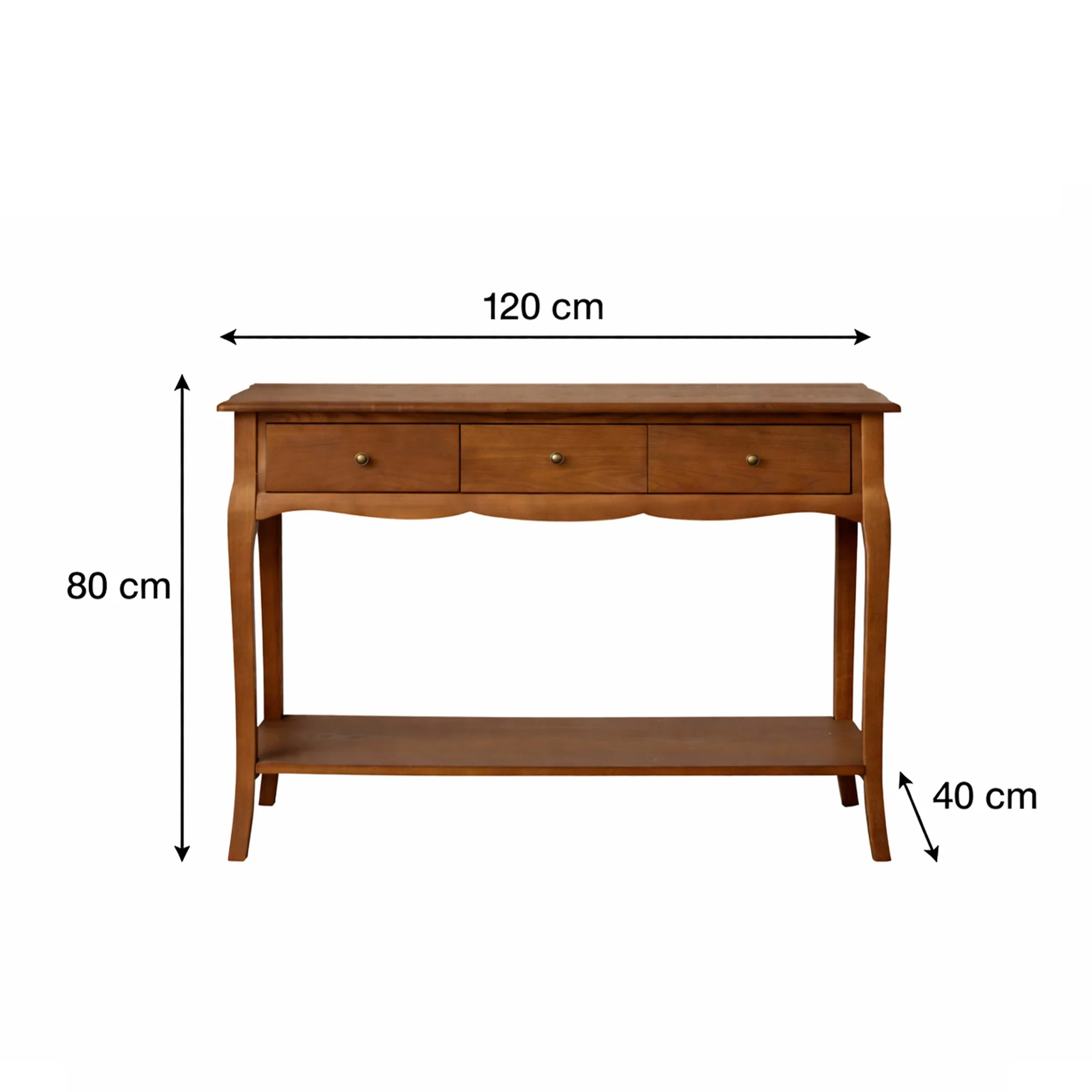 3 Drawer Dark Wood Console Table with Shelf - Ashwell Range - Image 11