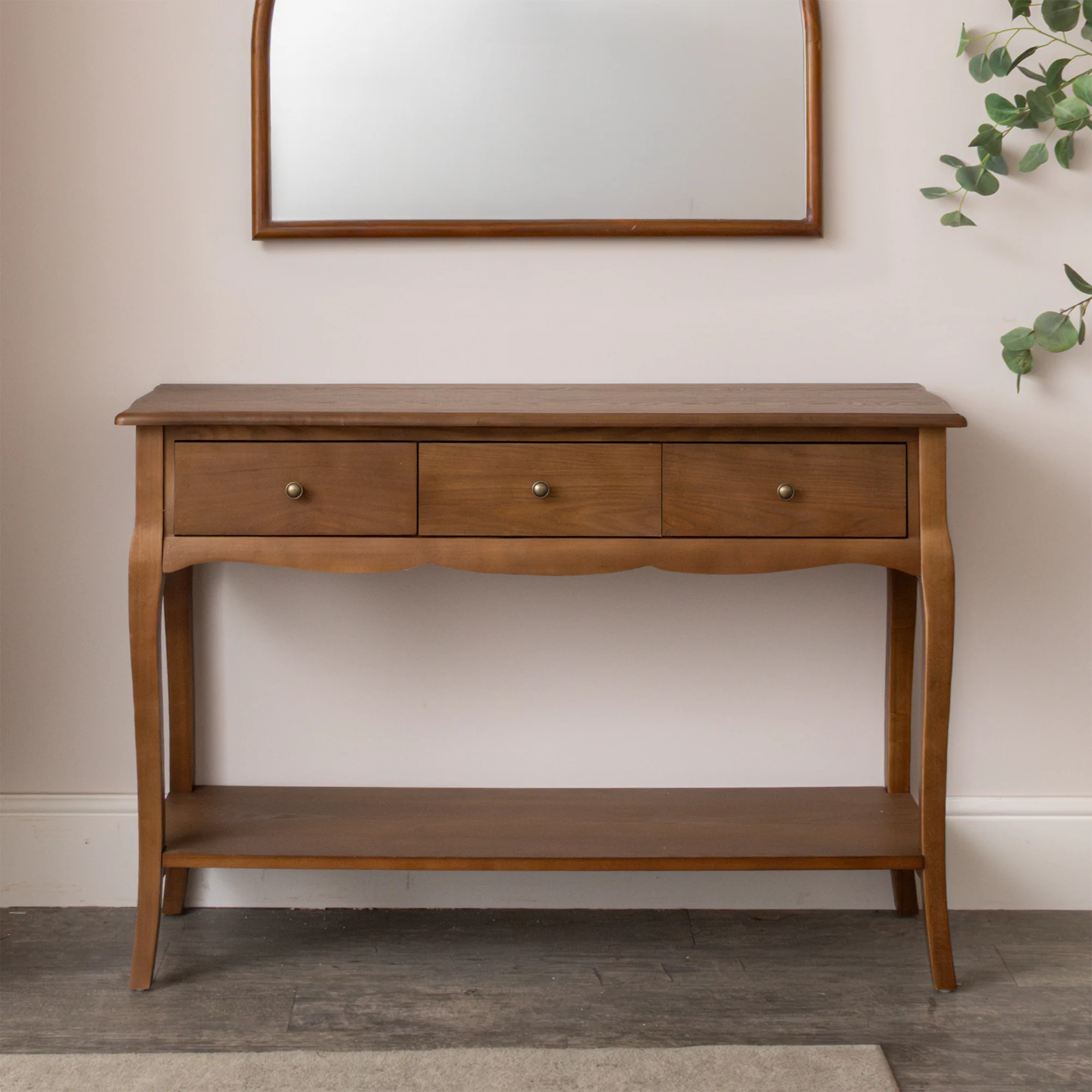 3 Drawer Dark Wood Console Table with Shelf - Ashwell Range - Image 6
