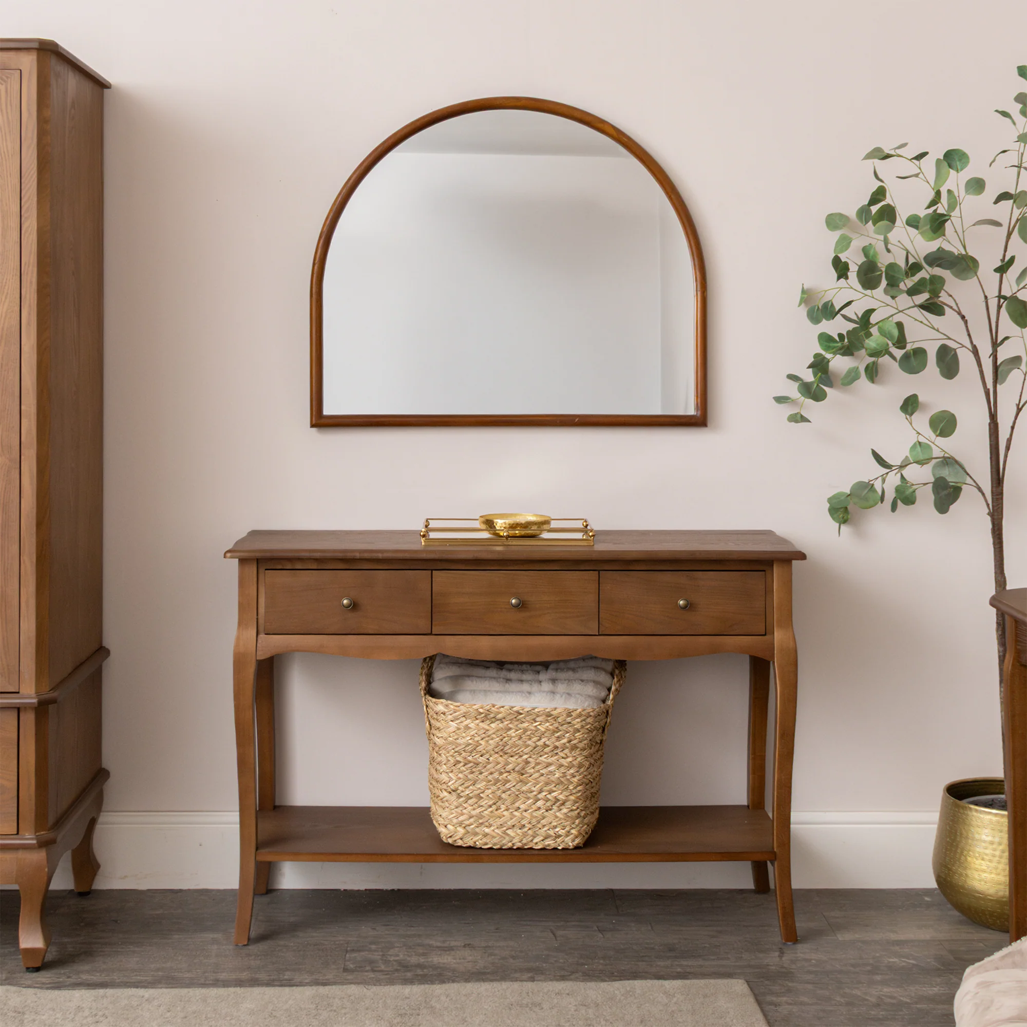 3 Drawer Dark Wood Console Table with Shelf - Ashwell Range - Image 8