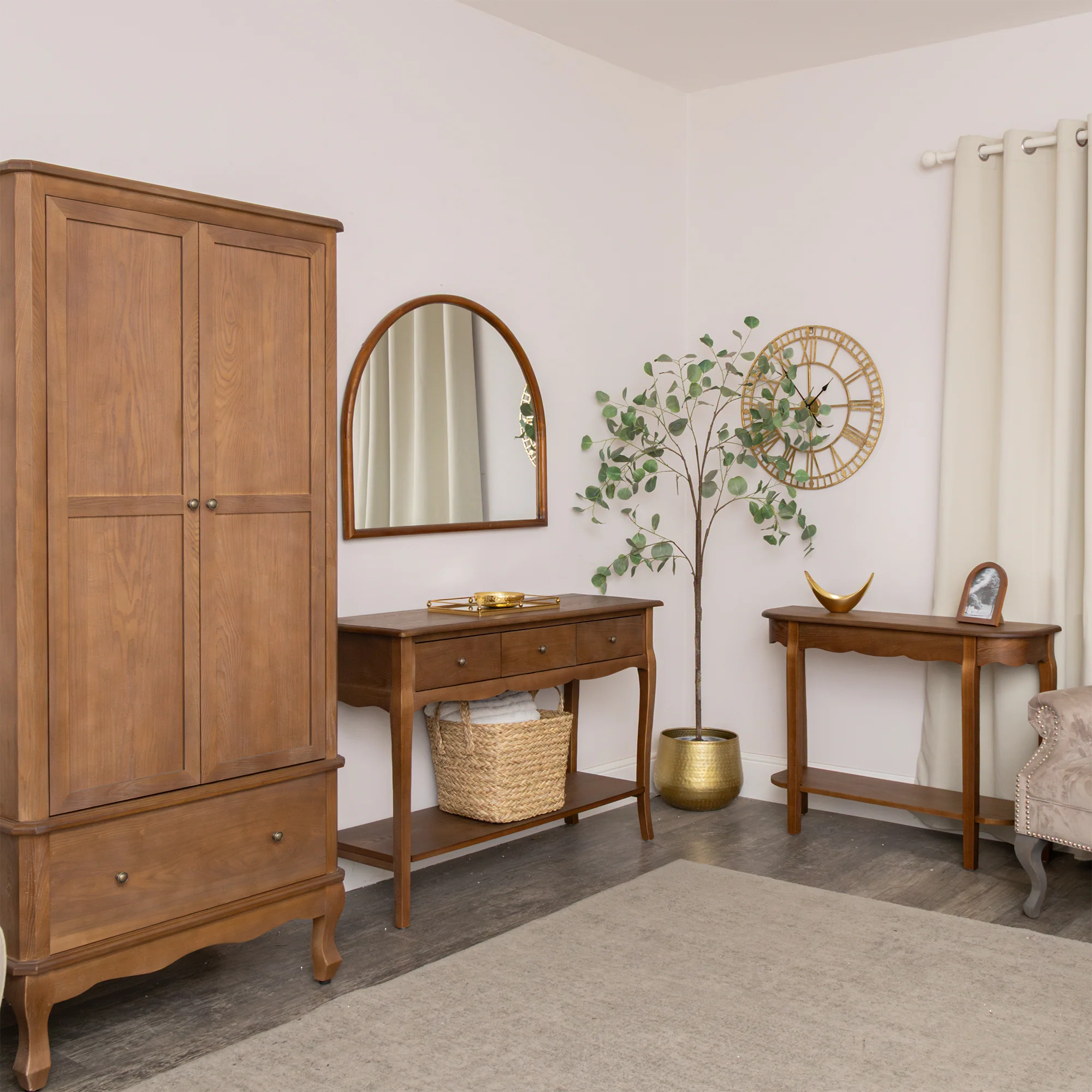 3 Drawer Dark Wood Console Table with Shelf - Ashwell Range - Image 9