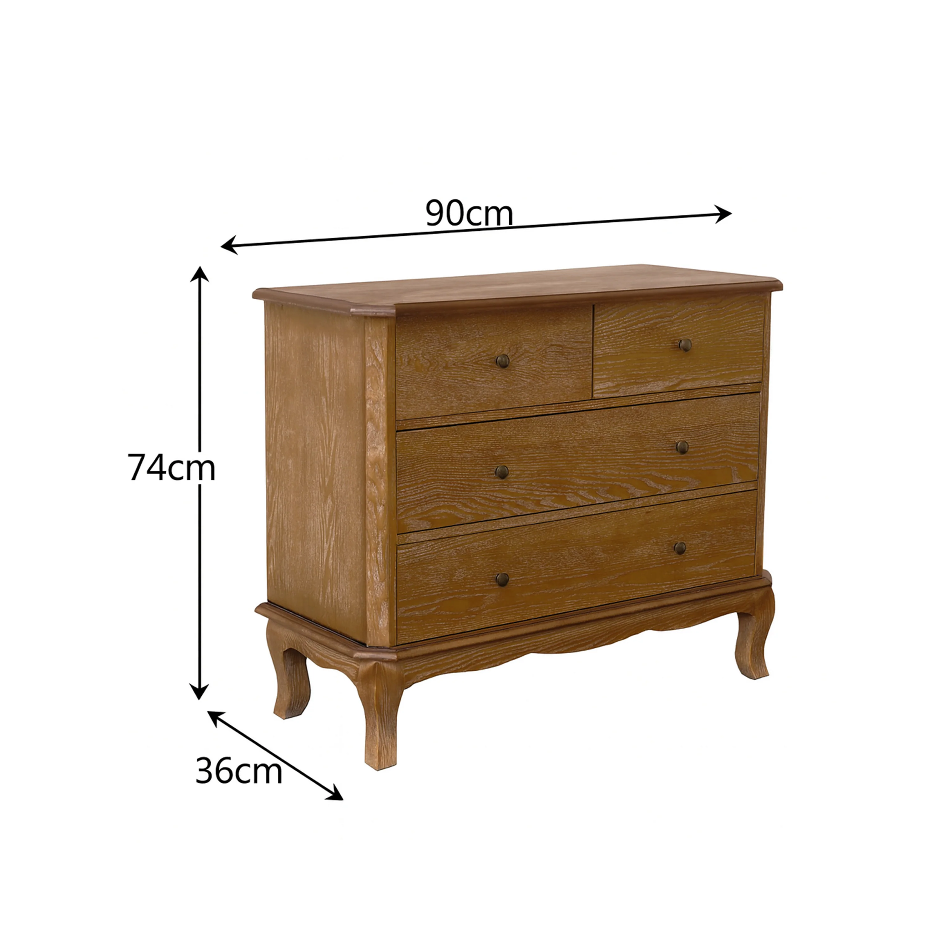 4 Drawer Dark Wood Chest of Drawers and Pair of 3 Drawer Bedside Tables - Ashwell Range - Image 8