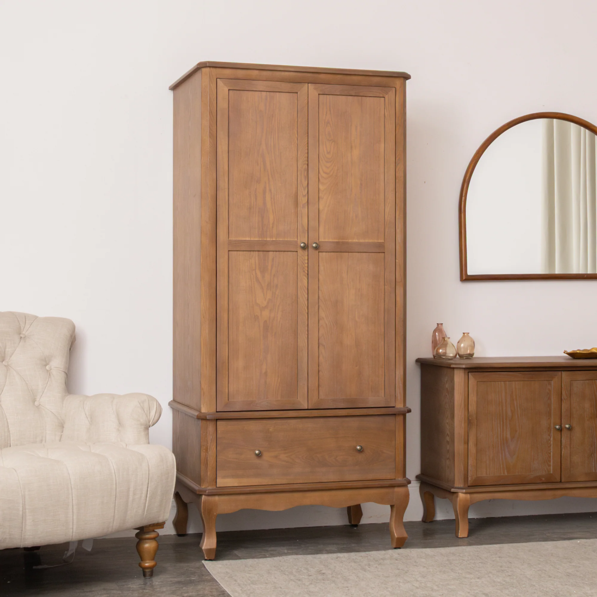 Dark Wood Wardrobe, 7 Drawer Dark Wood Chest of Drawers & Pair of 3 Drawer Bedside Tables - Ashwell Range - Image 7