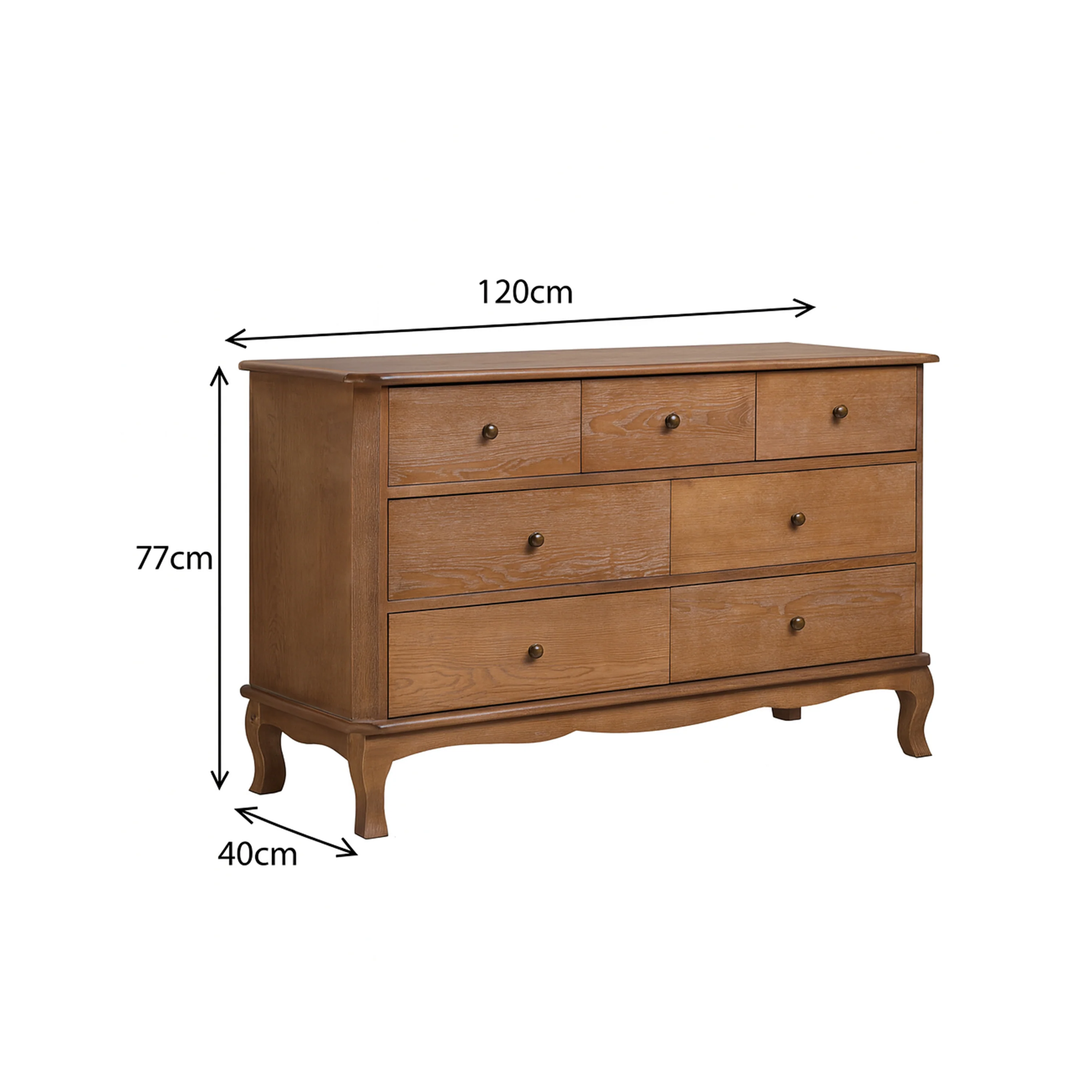 7 Drawer Dark Wood Chest of Drawers & Pair of 3 Drawer Bedside Tables - Ashwell Range - Image 9