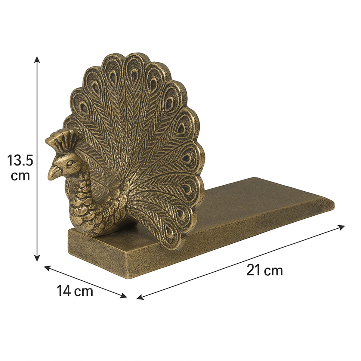 Antique Brass Gold Metal Peacock Doorstop - Image 5