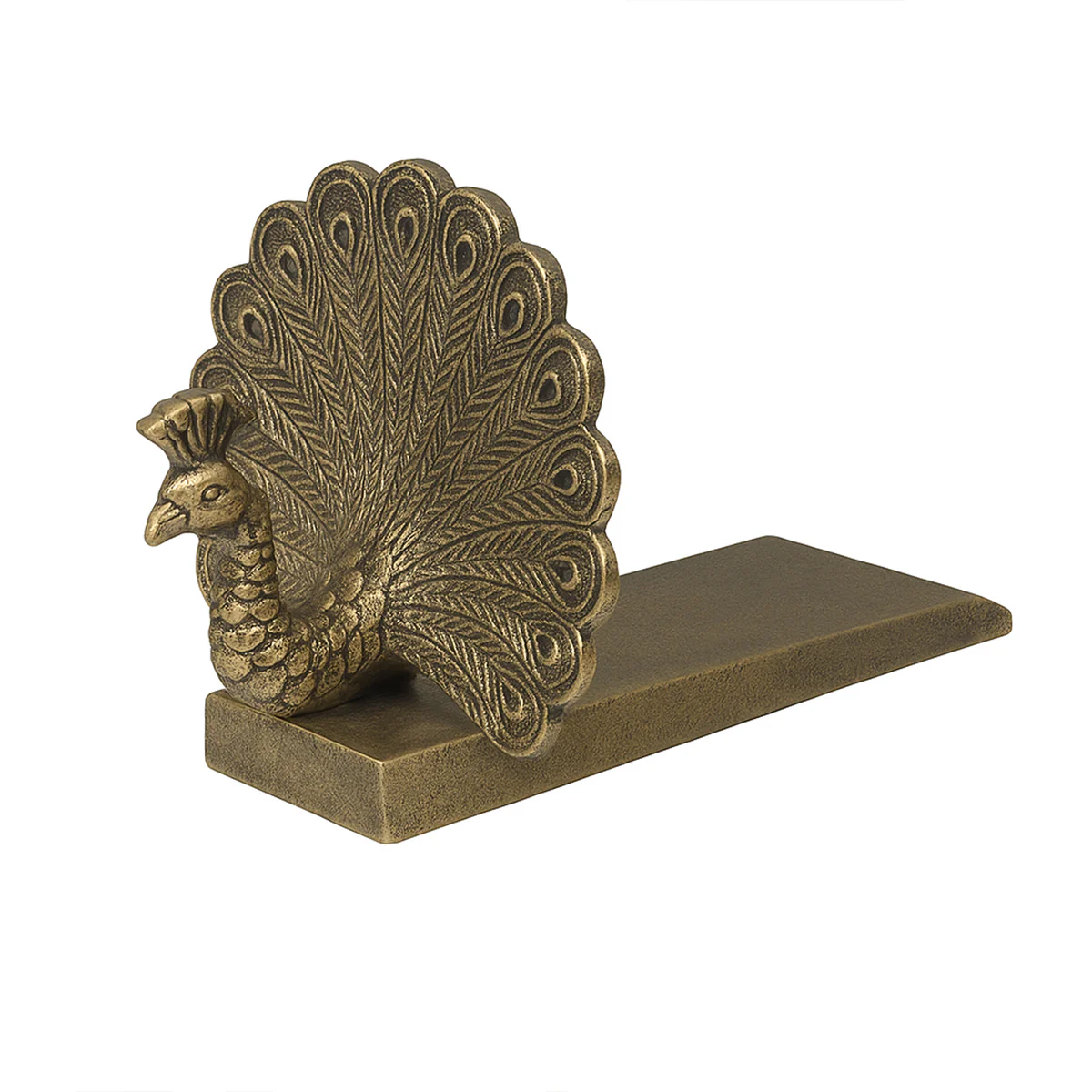 Antique Brass Gold Metal Peacock Doorstop - Image 6