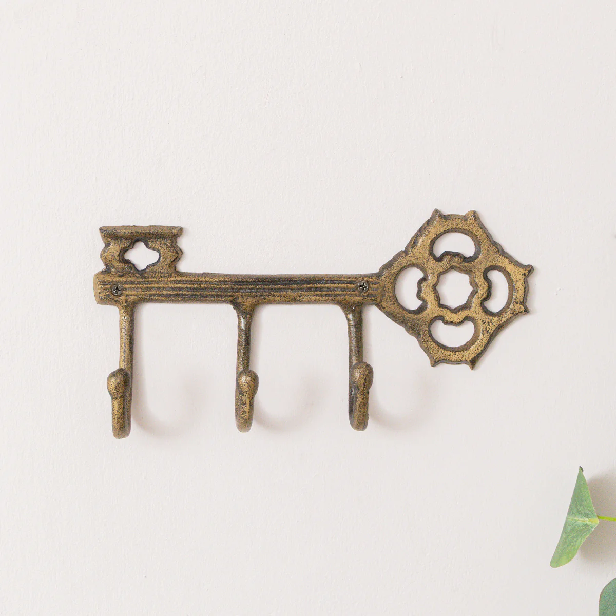 Antique Brass Key Shaped Key Hook Rail - Image 3