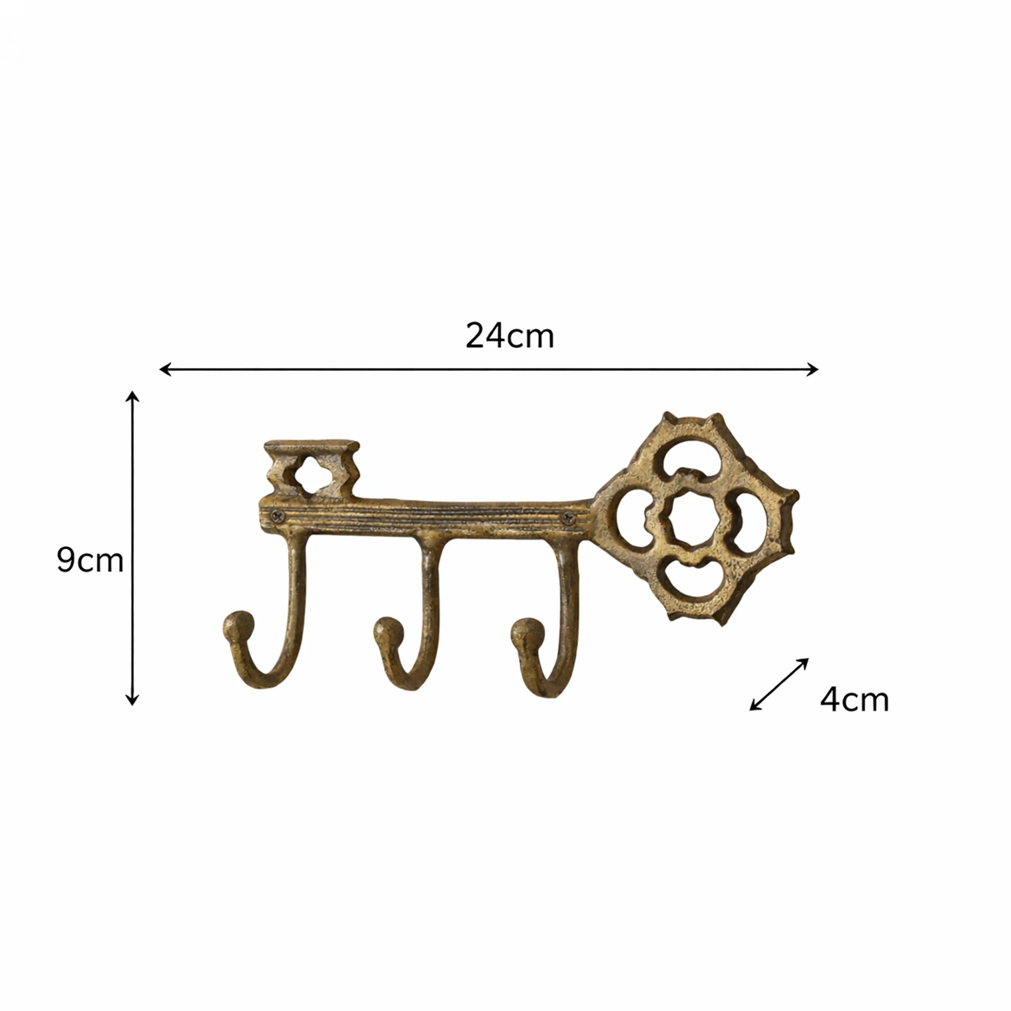 Antique Brass Key Shaped Key Hook Rail - Image 5
