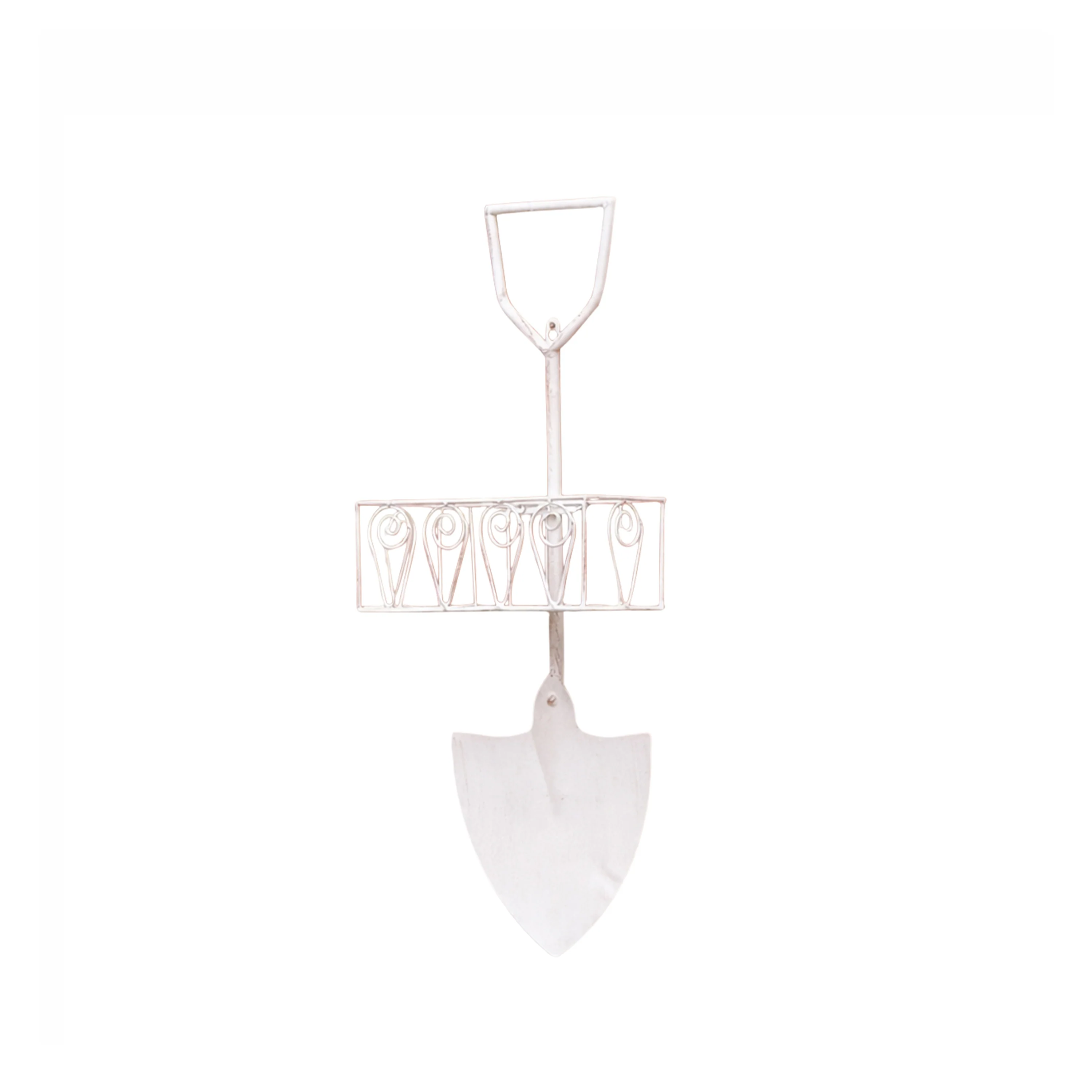 Antique Cream Shovel Style Metal Hanging Planter Pot - Image 6