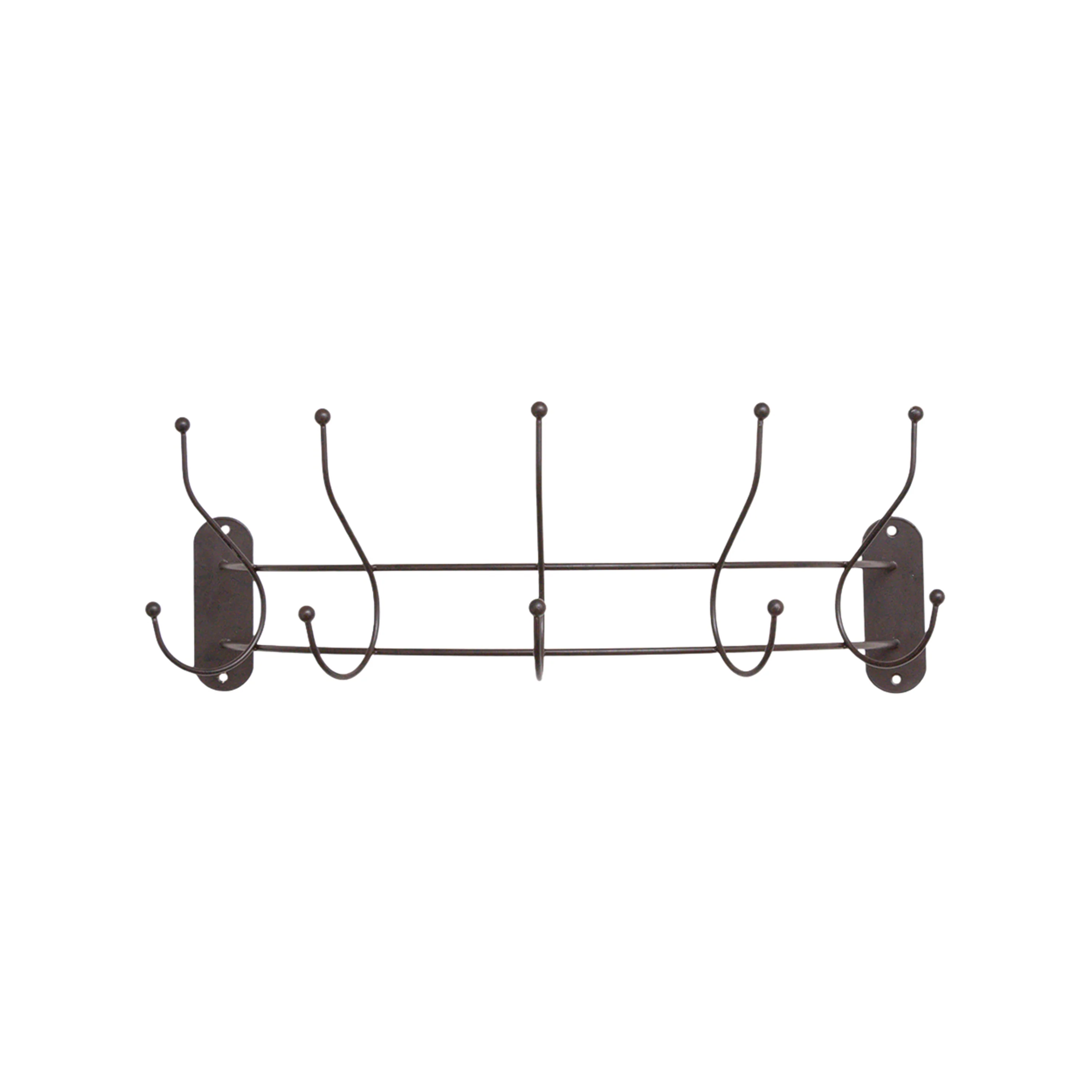 Antique Dark Bronze Curved Coat Hanger Rail with 5 Storage Hooks - 60cm - Image 8