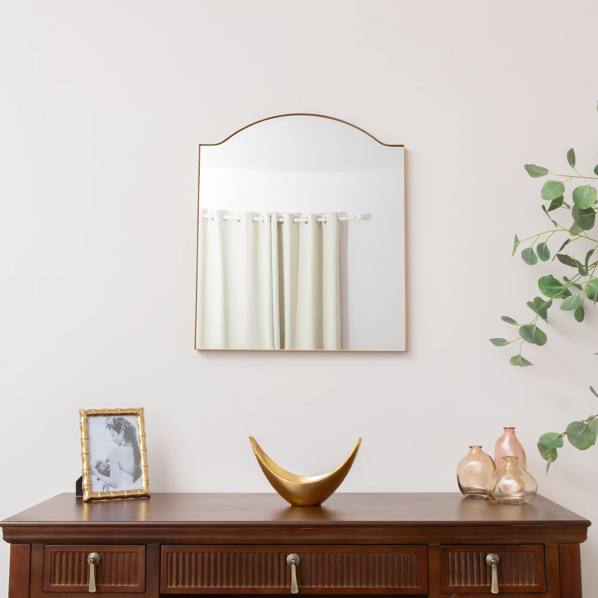 Antique Gold Metal Framed Wall Mirror - 50cm x 65cm