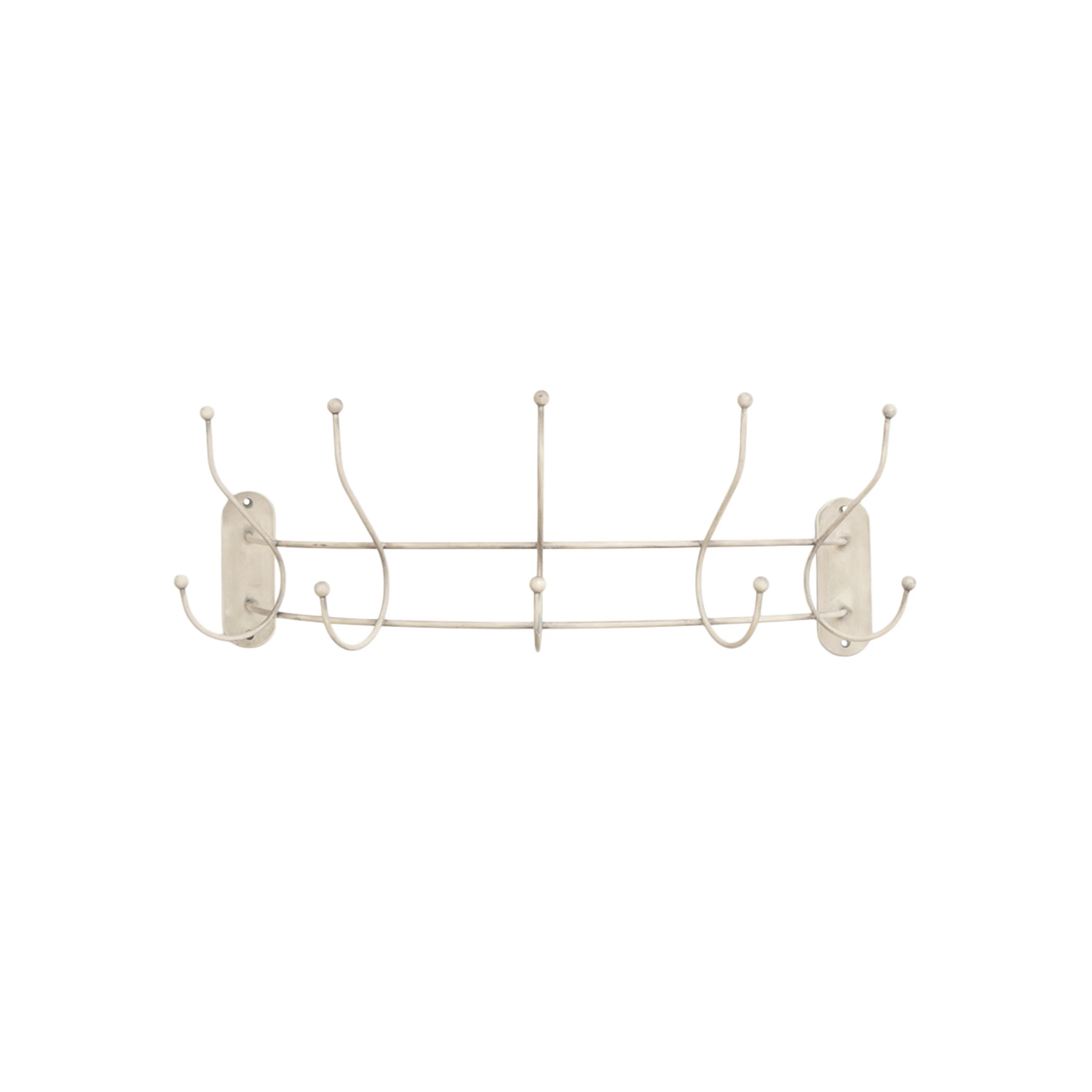 Antique Ivory Curved Coat Hanger Rail with 5 Storage Hooks - 60cm - Image 8
