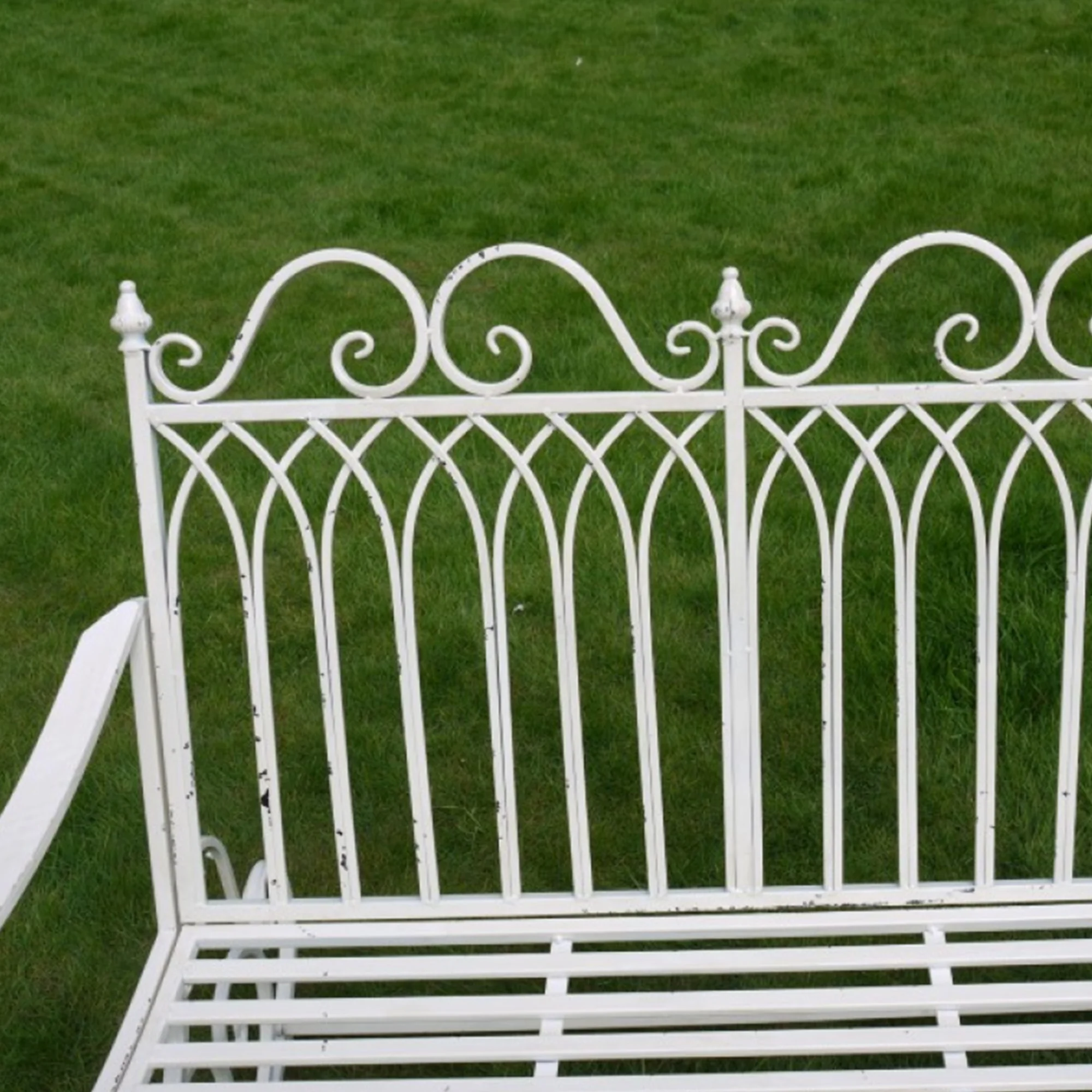 Antique White Garden Rocking Bench - Image 2