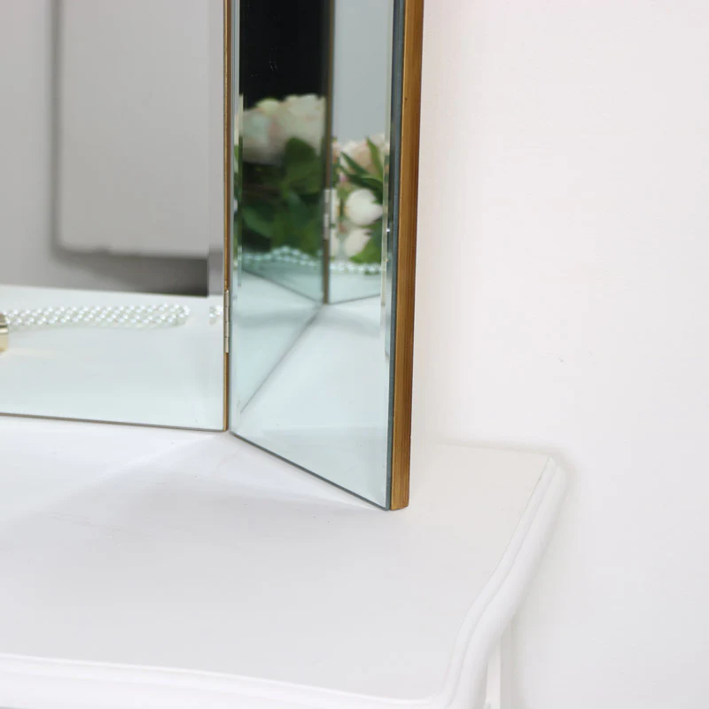 Antique Gold Arched Triple Vanity Mirror 60cm x 72cm - Image 4