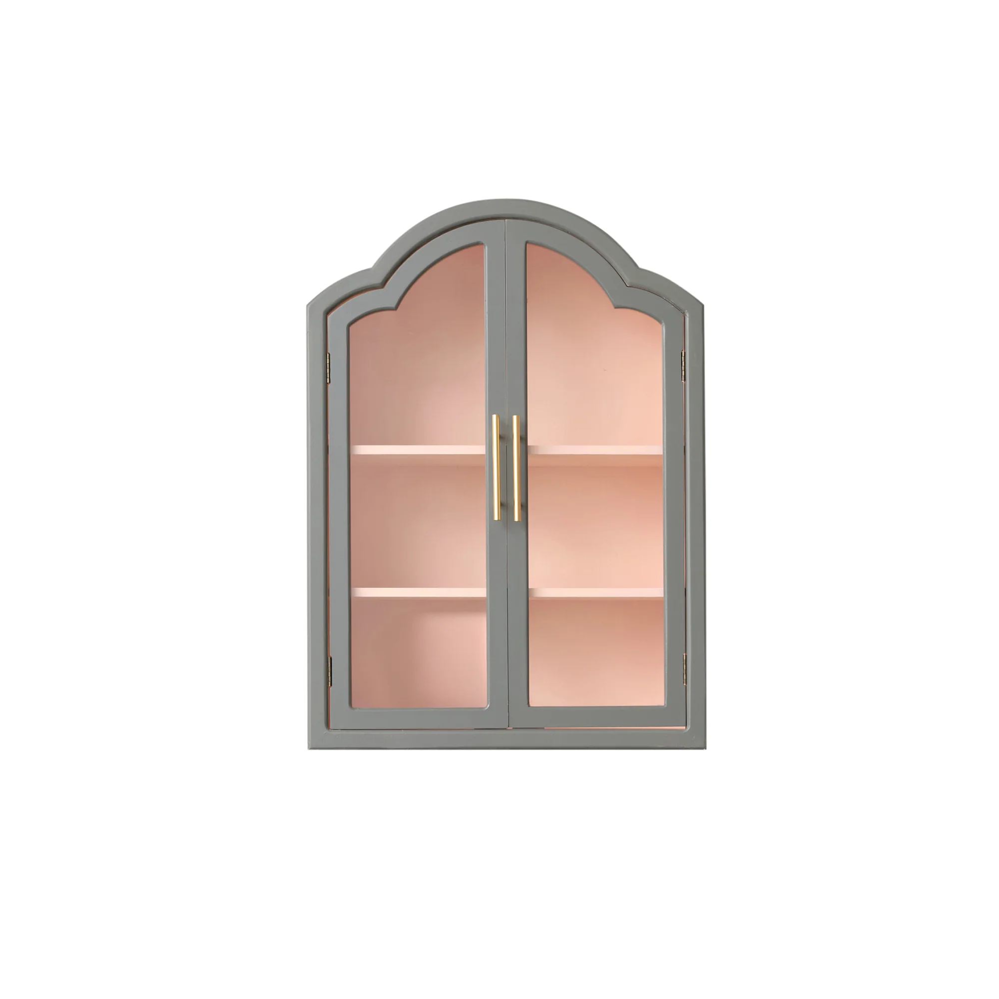 Arched Khaki Green & Peach Wall Cabinet 79cm x 57cm - Image 10