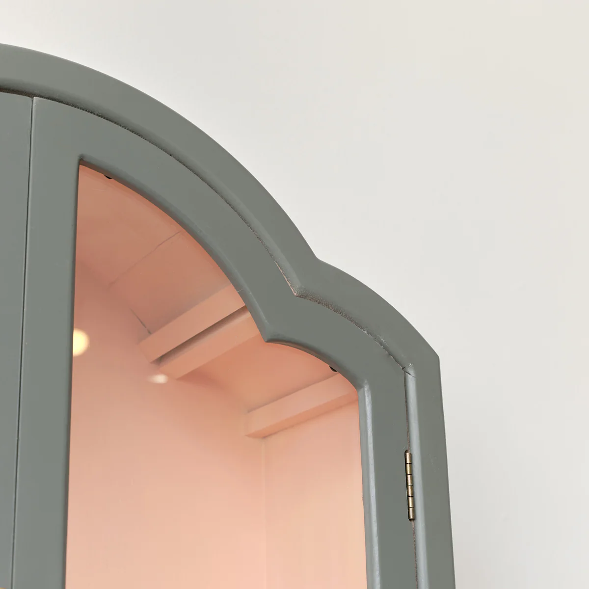 Arched Khaki Green & Peach Wall Cabinet 79cm x 57cm - Image 3