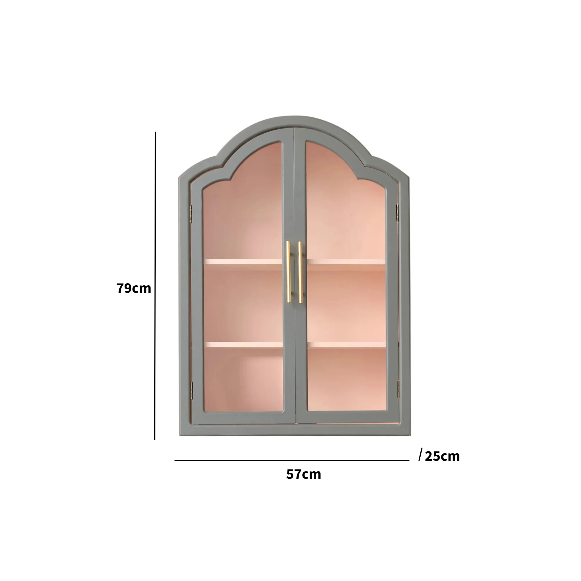Arched Khaki Green & Peach Wall Cabinet 79cm x 57cm - Image 9