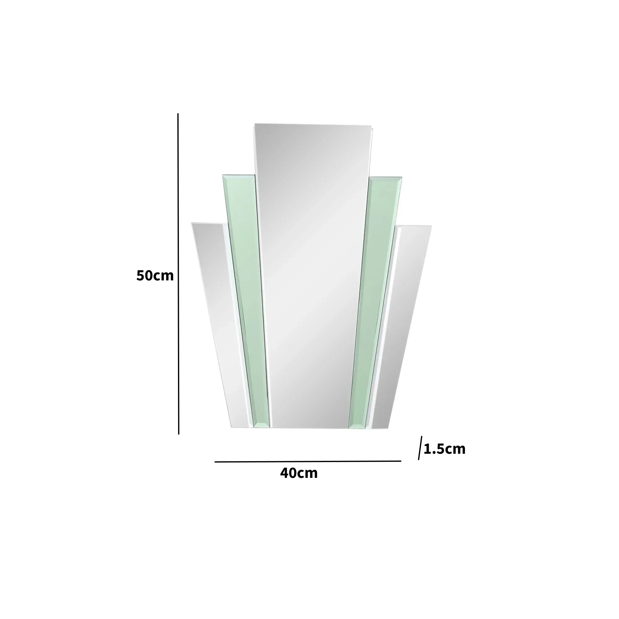 Art Deco Green Glass Fan Wall Mirror - 50cm x 40cm - Image 7
