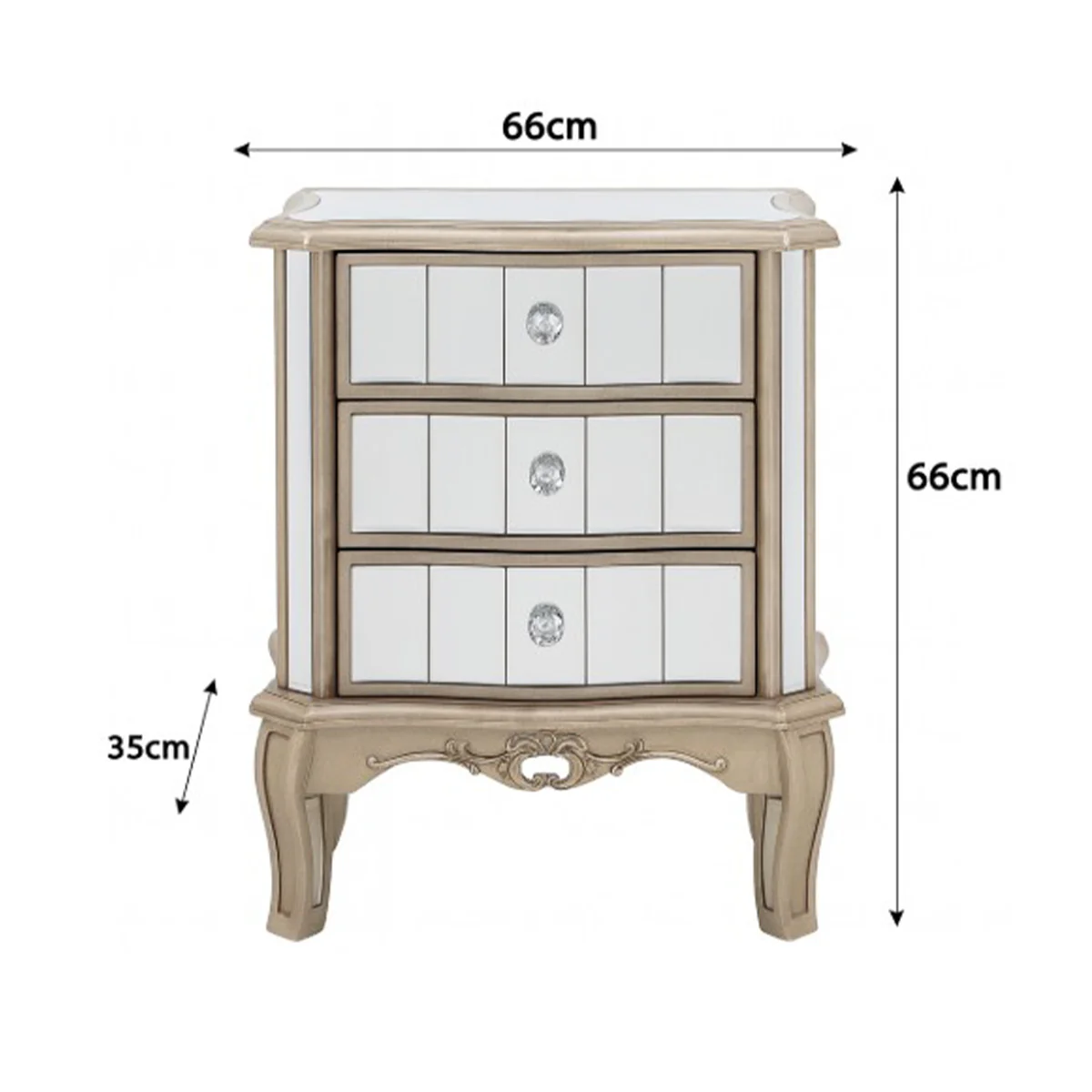 Silver Mirrored Chest of Drawers & Pair of 3 Drawer Bedside Tables - Tiffany Range - Image 12