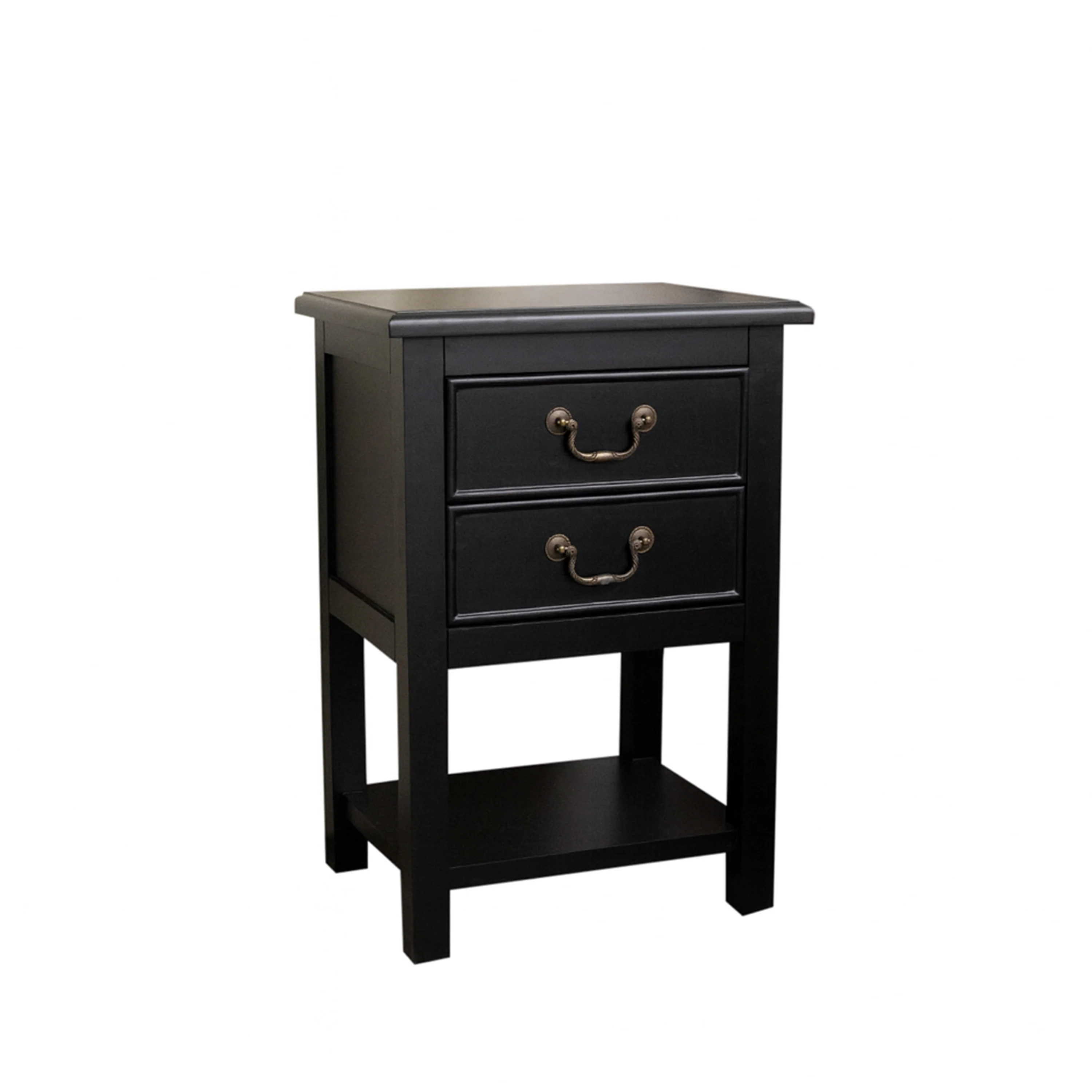 Black 2 Drawer Bedside Table with Shelf - Briggs Range - Image 9
