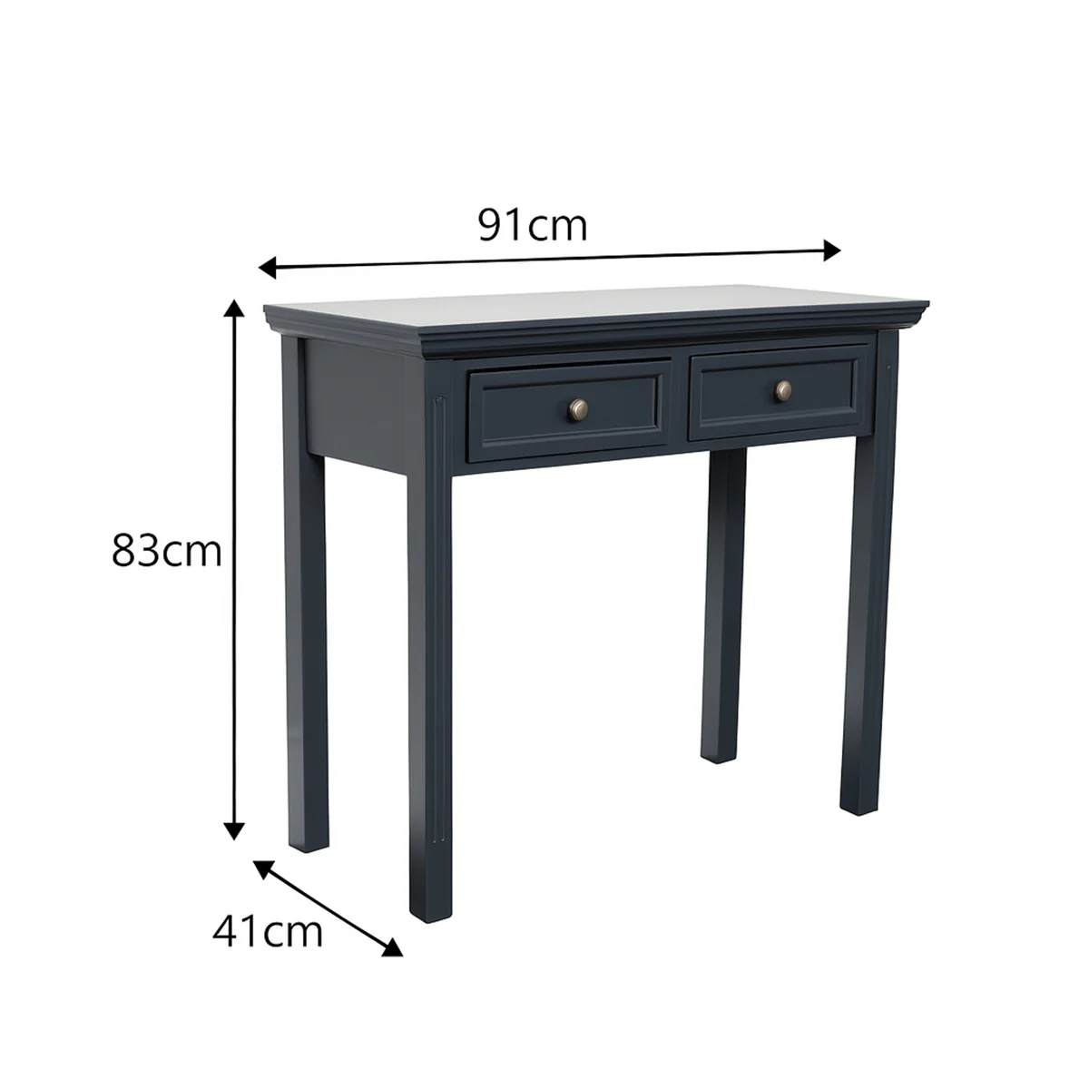 Navy Black 2 Drawer Console / Dressing Table - Daventry Navy Black Range - Image 6
