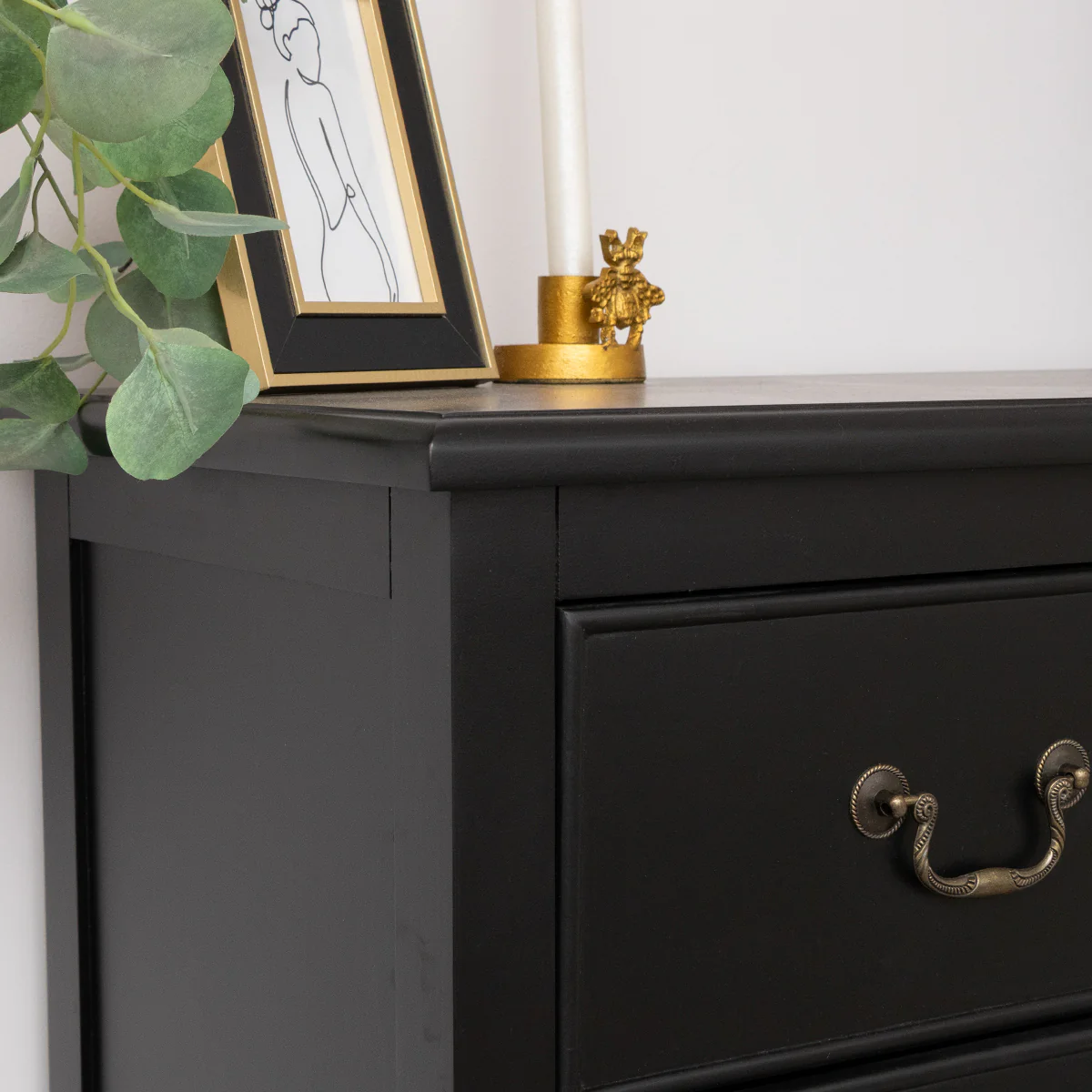 Black 4 Drawer Chest Console Table with Shelf - Briggs Range - Image 4