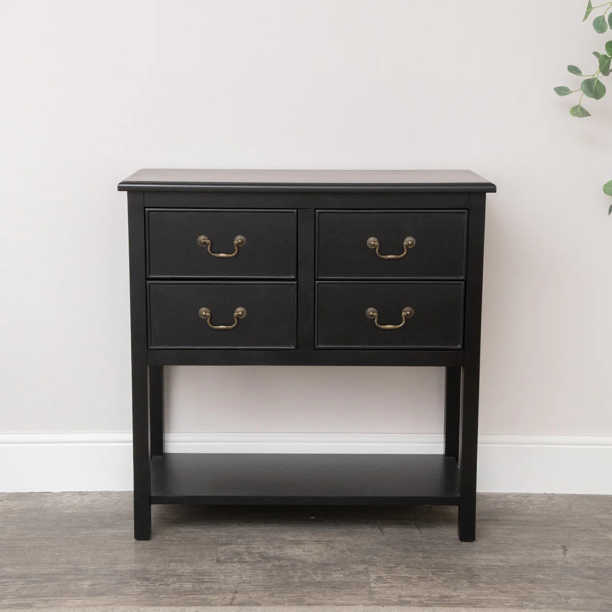 Black 4 Drawer Chest Console Table with Shelf - Briggs Range - Image 6