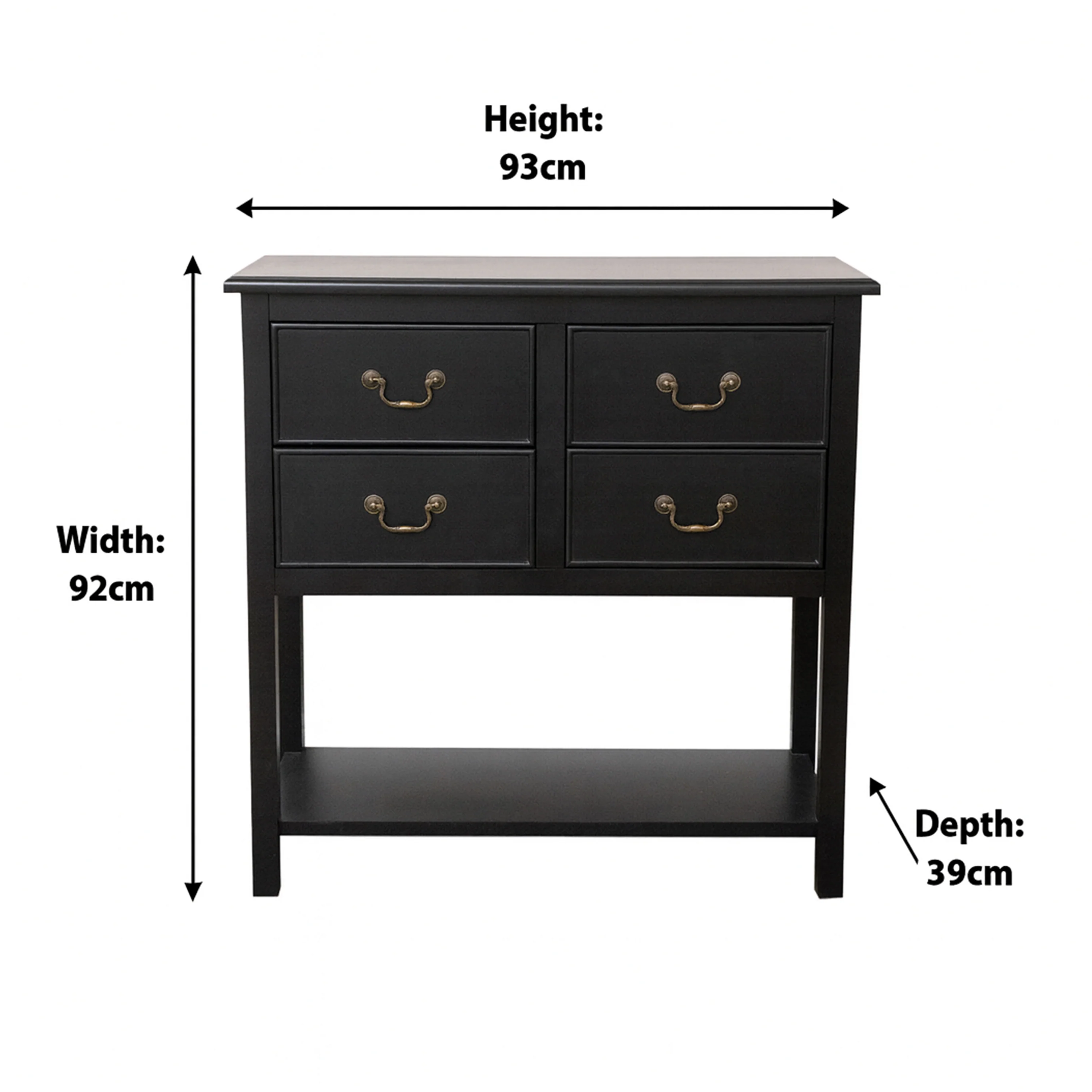 Black 4 Drawer Chest Console Table with Shelf - Briggs Range - Image 8