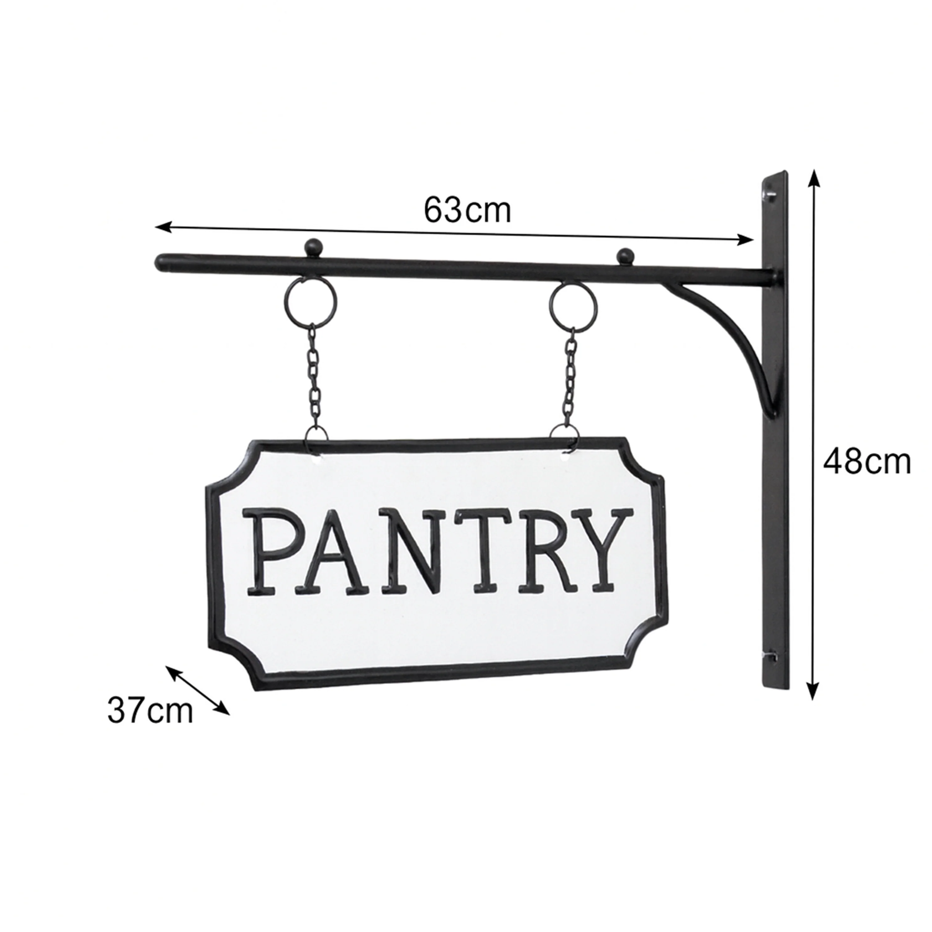 Black and White Metal Wall Mounted Hanging Pantry Sign - Image 5