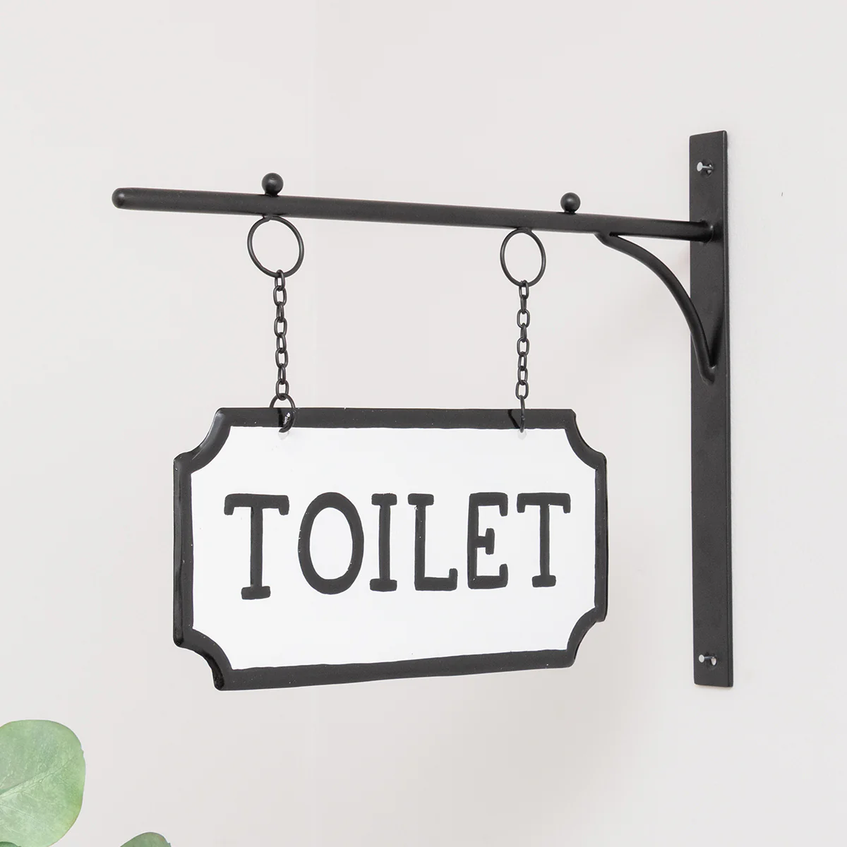 Black and White Metal Wall Mounted Hanging Toilet Sign - Image 4