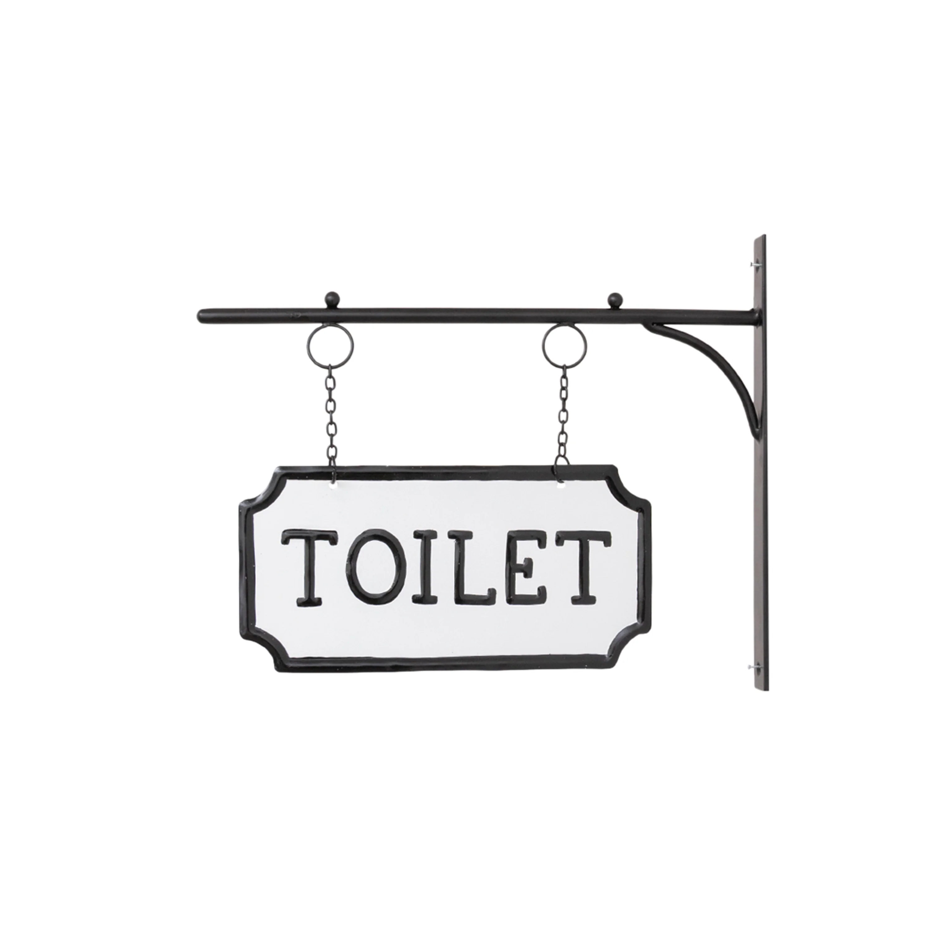 Black and White Metal Wall Mounted Hanging Toilet Sign - Image 6
