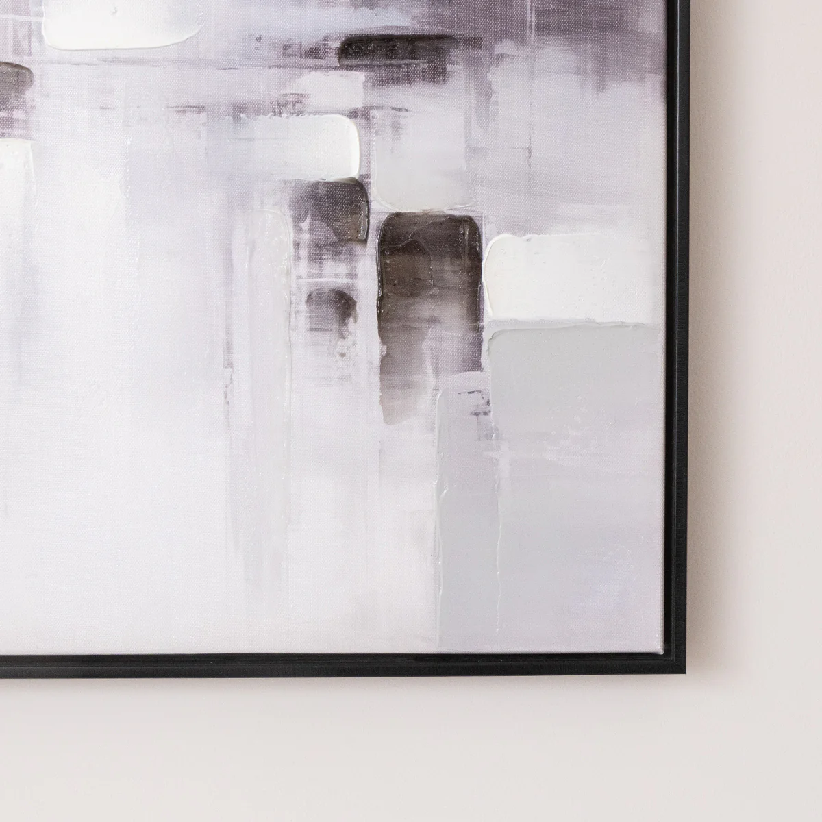 Black & White Serenity Abstract Framed Wall Art - 50cm x 50cm - Image 2