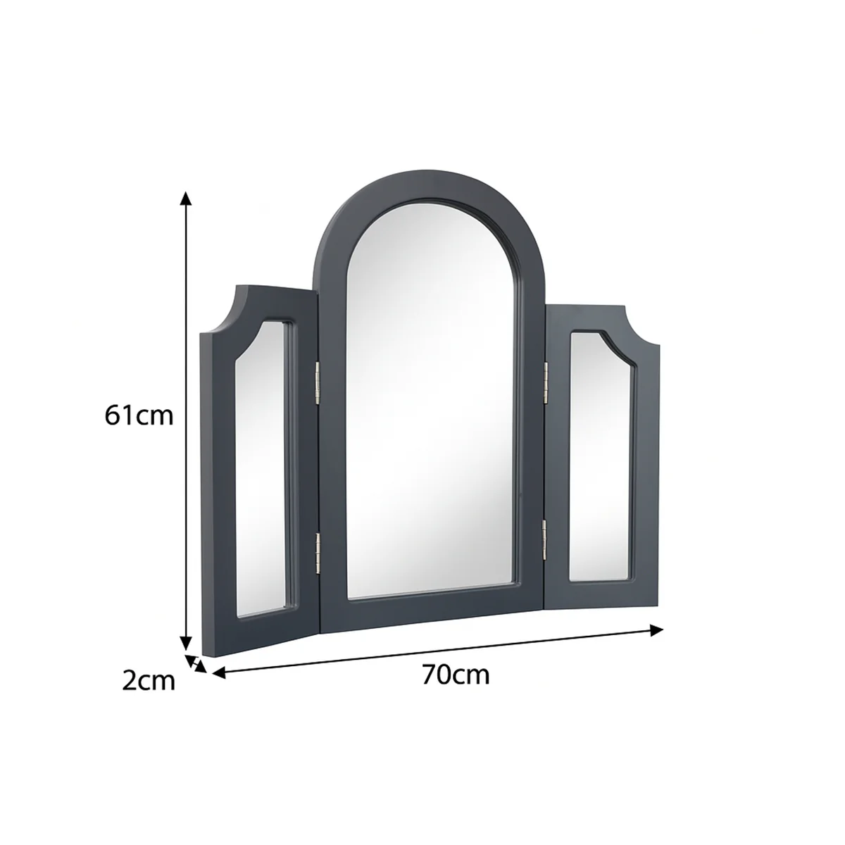Navy Black Arched Triple Dressing Table Mirror - Daventry Navy Black Range - Image 5