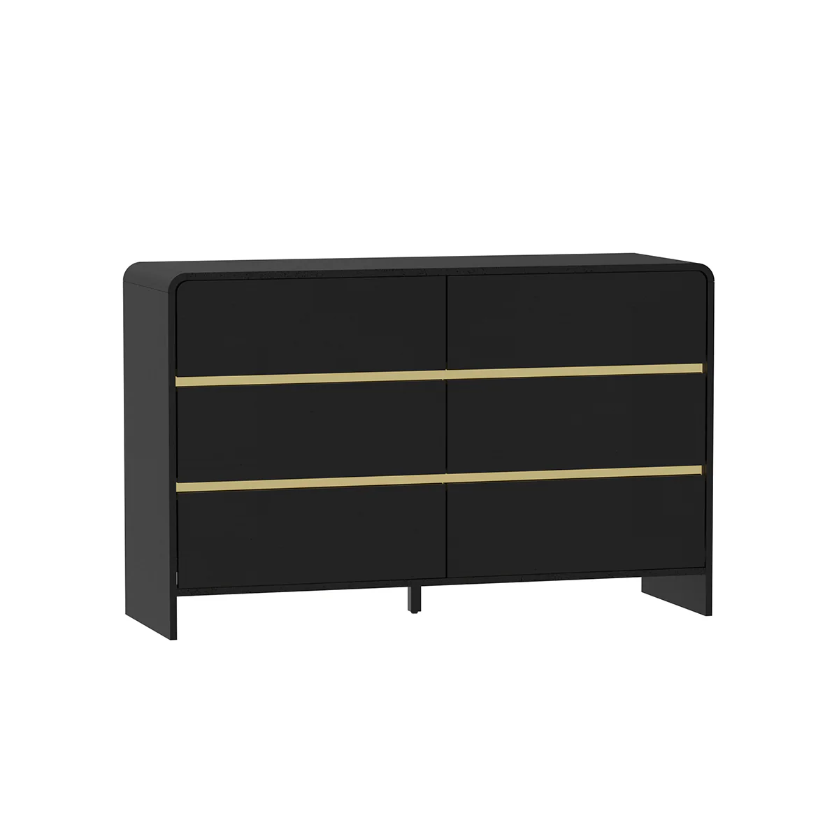 Black 6 Drawer Chest of Drawers - Meridian Black Range - Image 6