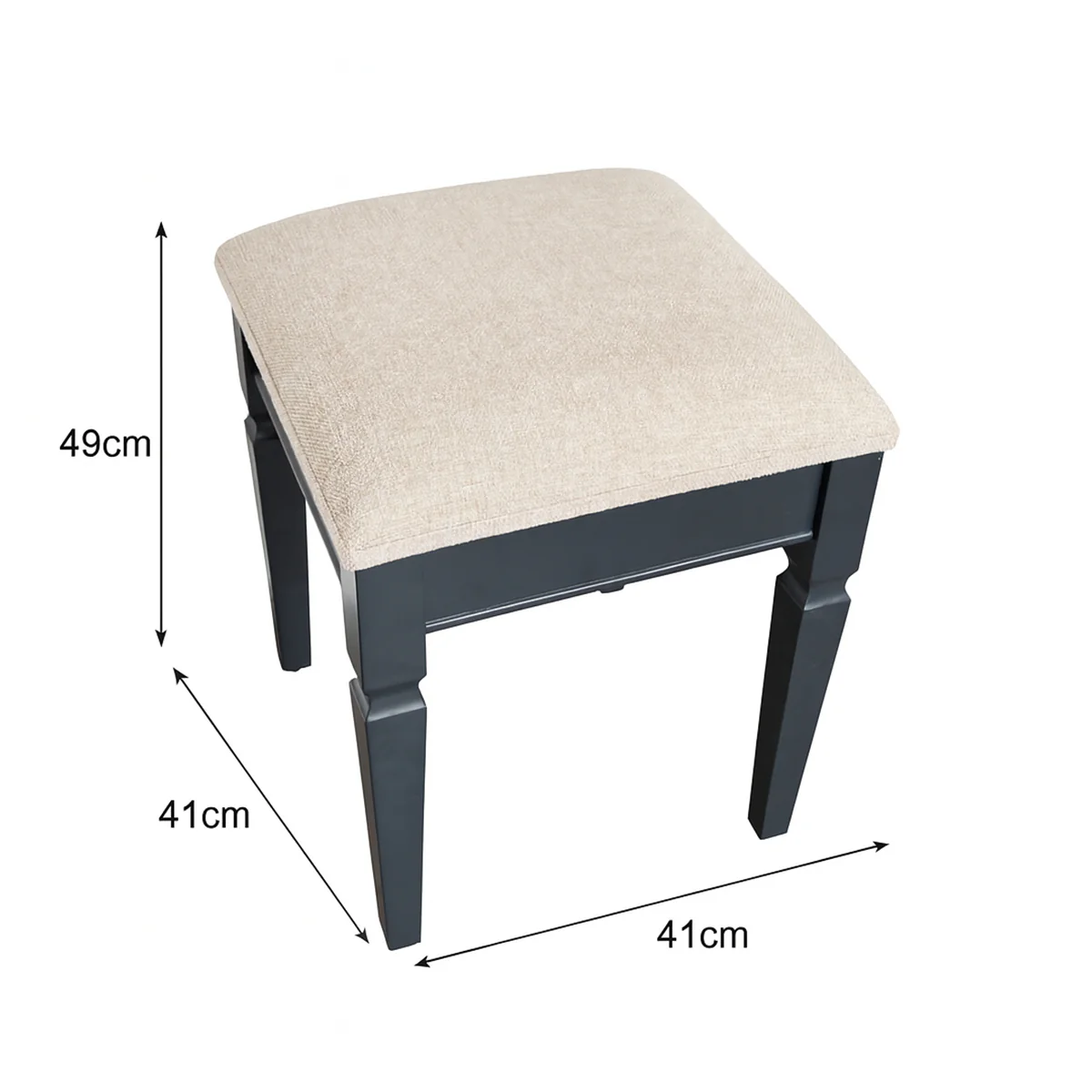 Navy Black Cushioned Dressing Table Stool - Daventry Navy Black Range - Image 5