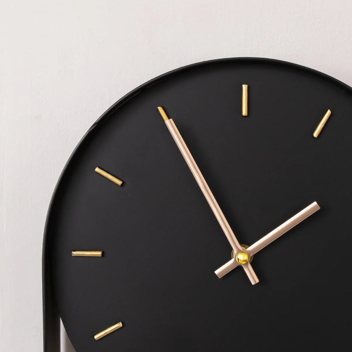 Black & Gold Pendulum Metal Analogue Wall Clock - 20cm x 55cm - Image 2