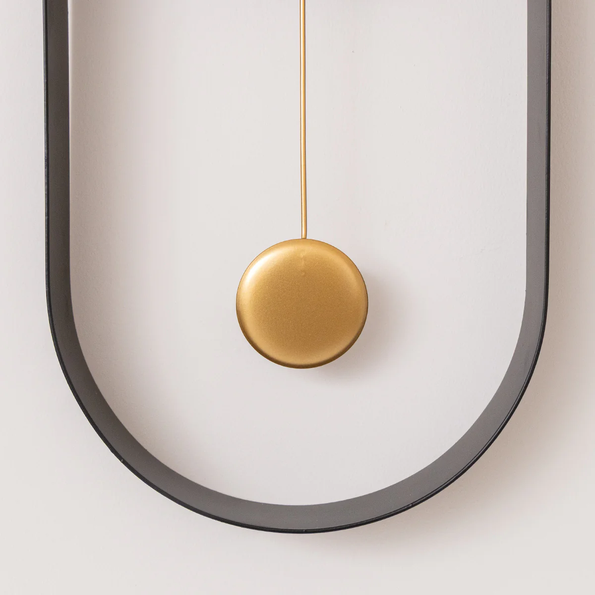 Black & Gold Pendulum Metal Analogue Wall Clock - 20cm x 55cm - Image 3