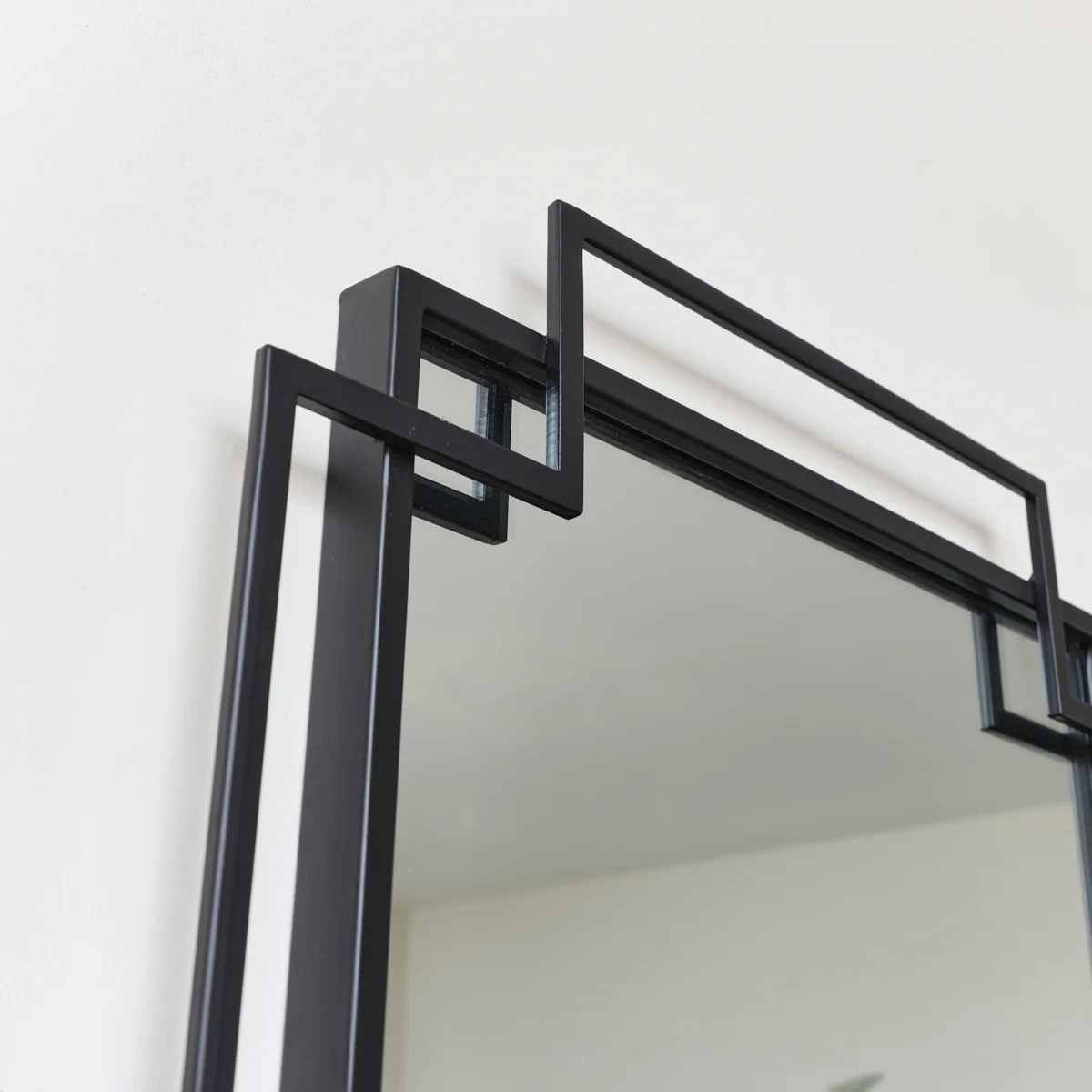 Black Geometric Matt Wall Mirror 94cm x 48cm - Image 3