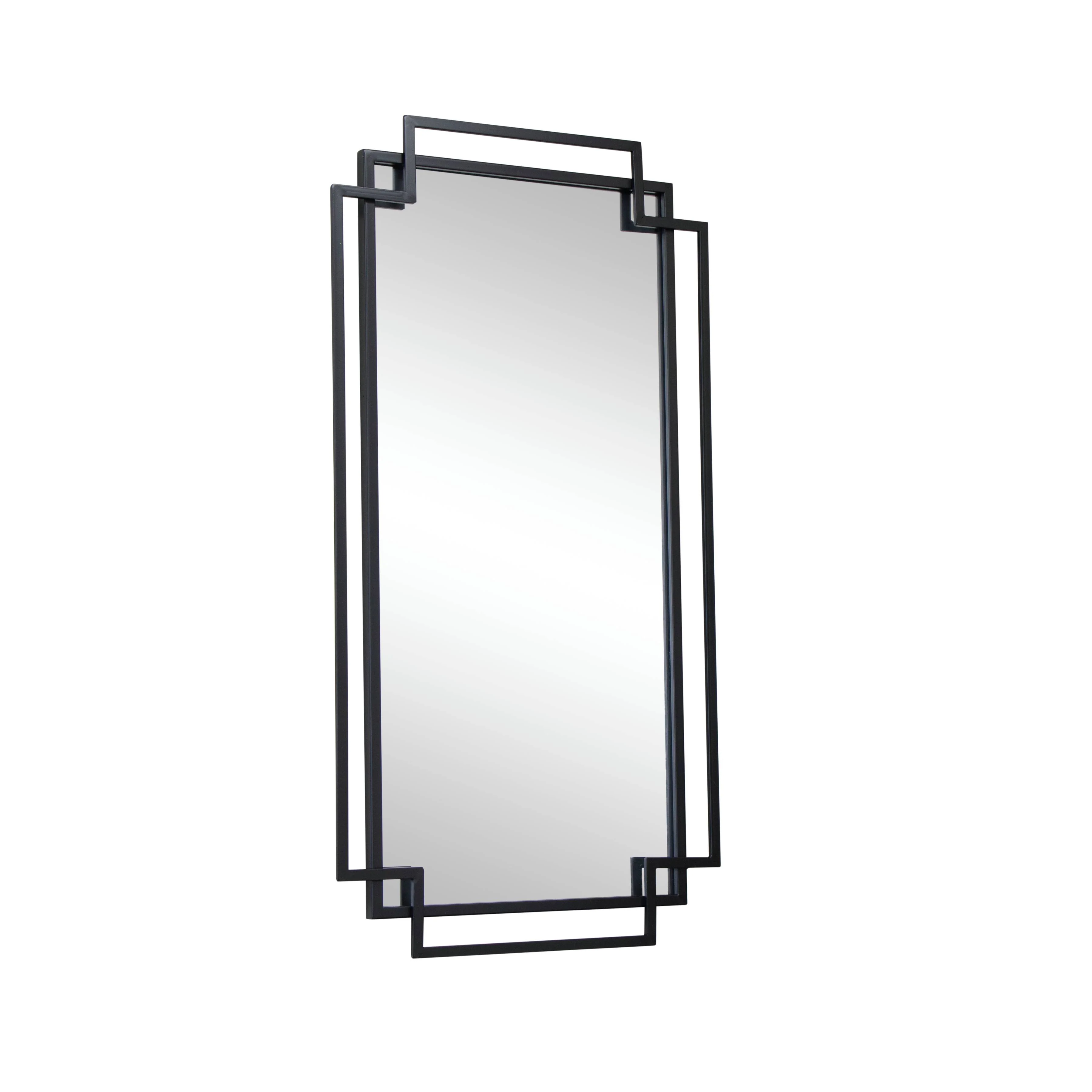 Black Geometric Matt Wall Mirror 94cm x 48cm - Image 8