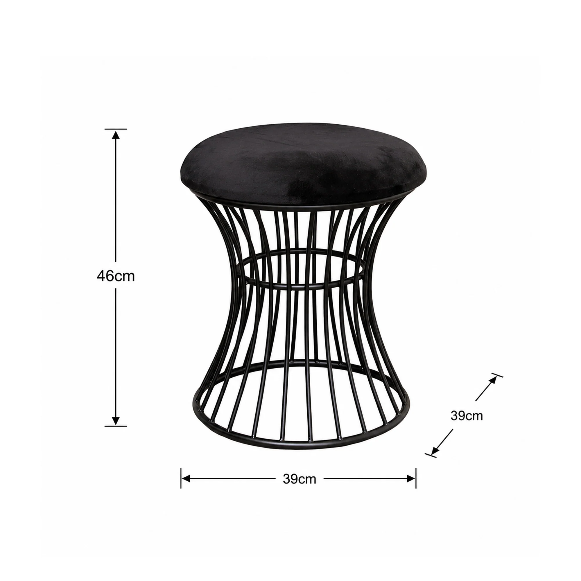 Black Metal Detailed Upholstered Dressing Table Stool - Image 6